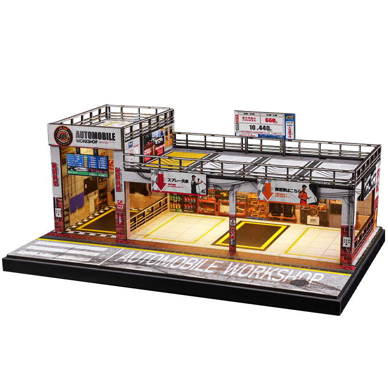 Diorama 1:64 Automobile Double-Level Parking Workshop (LED)