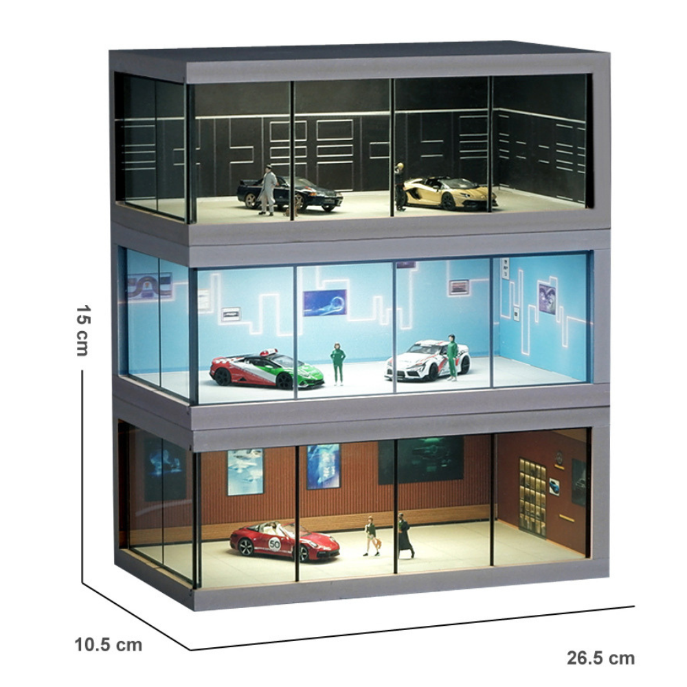 Diorama 1:64 Showroom Xe Có Đèn LED - Trưng Bày Sang Trọng | GRE•911