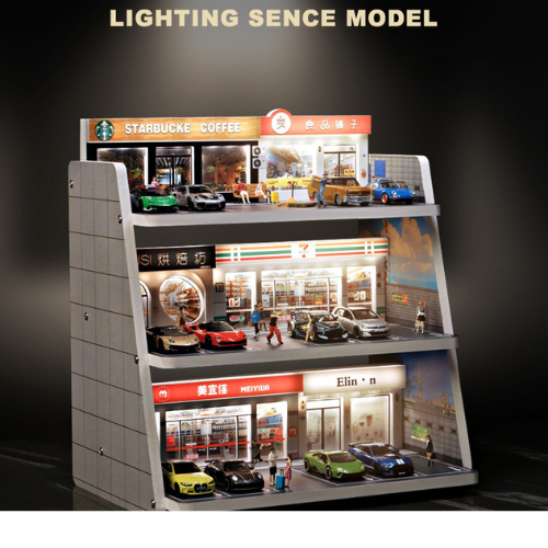 Diorama 1:64 Bãi Đỗ Xe 3D Có Đèn LED - Trưng Bày Chuyên Nghiệp | GRE•911