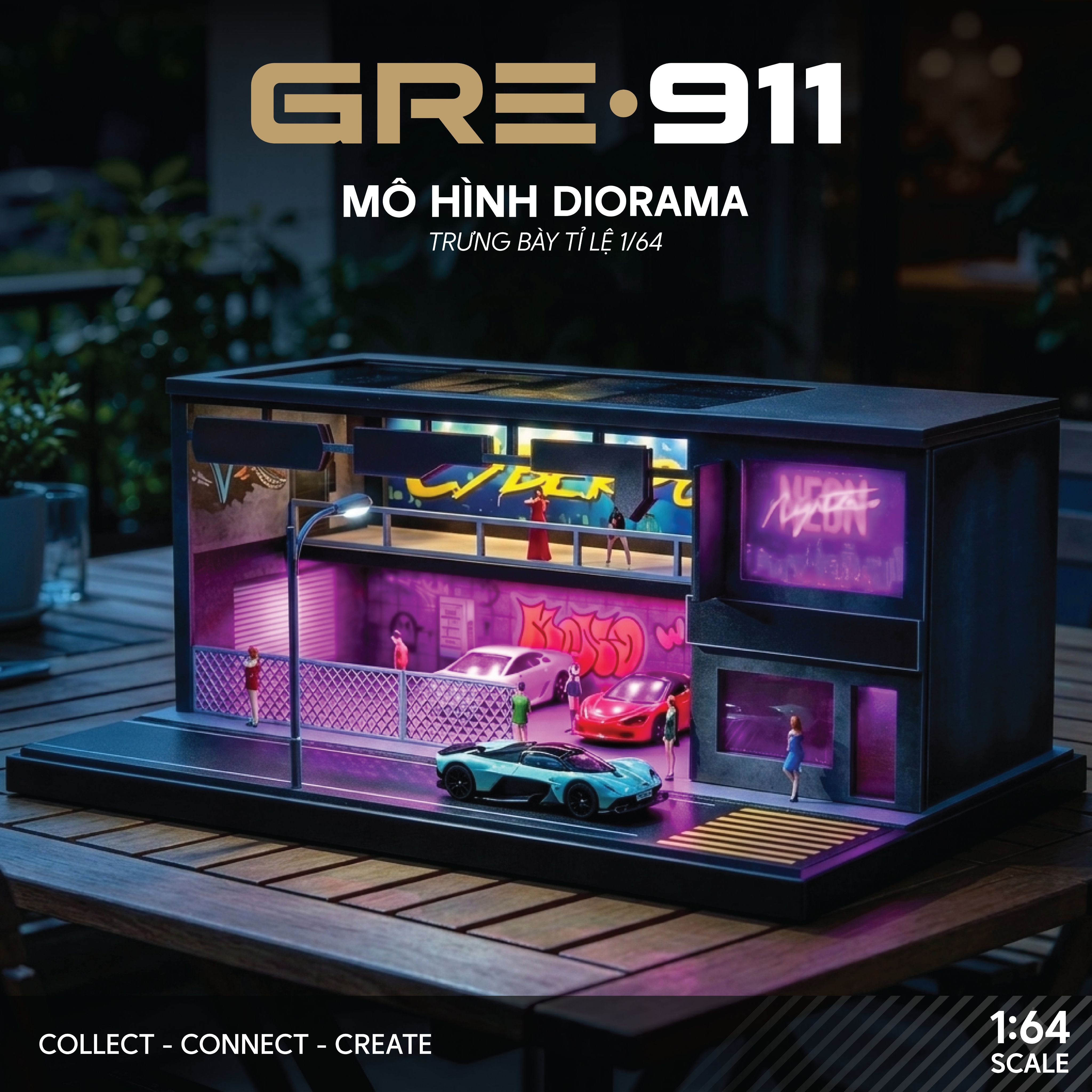Mô hình bãi đỗ xe phong cách Cyberpunk