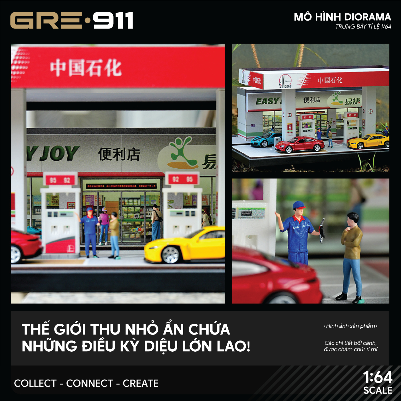 Mô hình trưng bày diorama trạm xăng Sinopec GRE911DIO-30