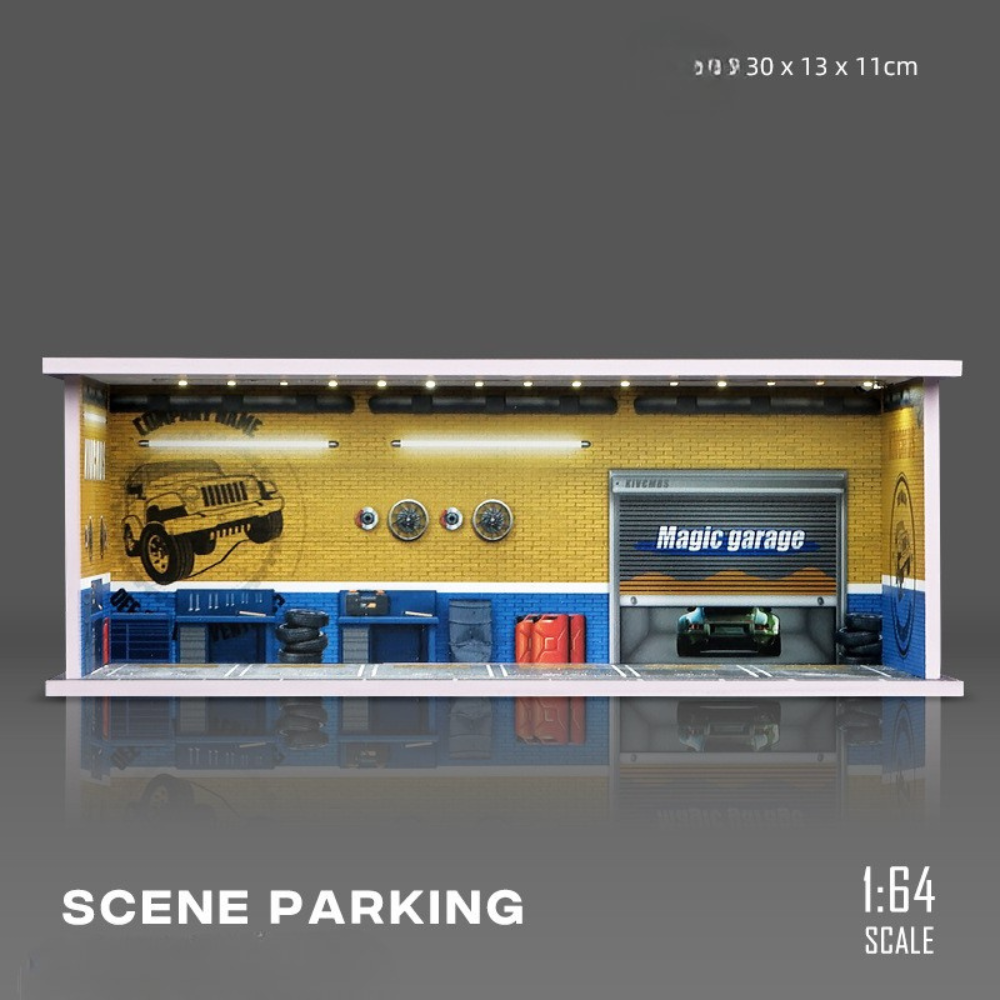 Diorama 1:64 Bãi Đỗ Xe 6 Slot Set 4 Có Đèn LED - Mica Chống Bụi | GRE•911