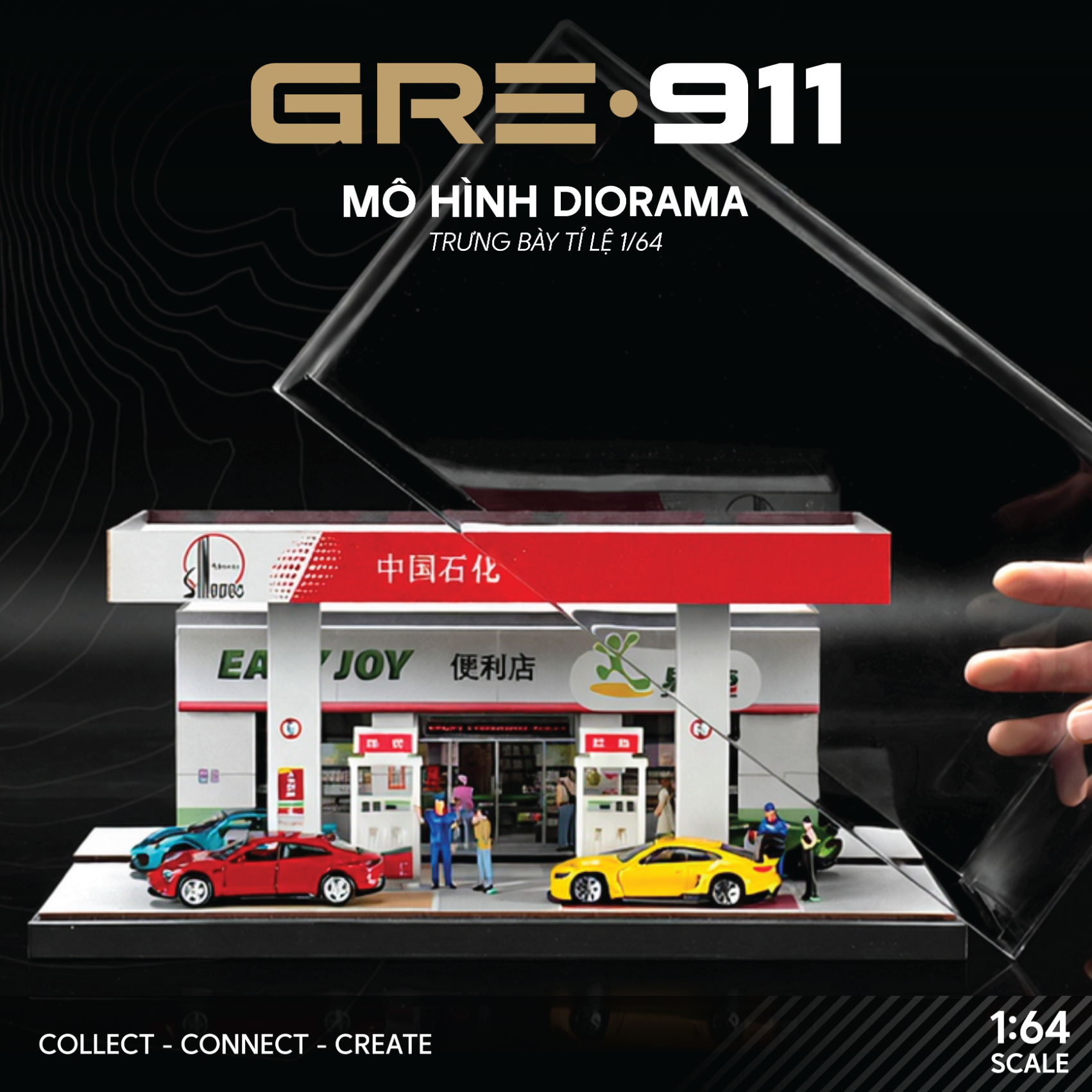 Mô hình trưng bày diorama trạm xăng Sinopec GRE911DIO-30