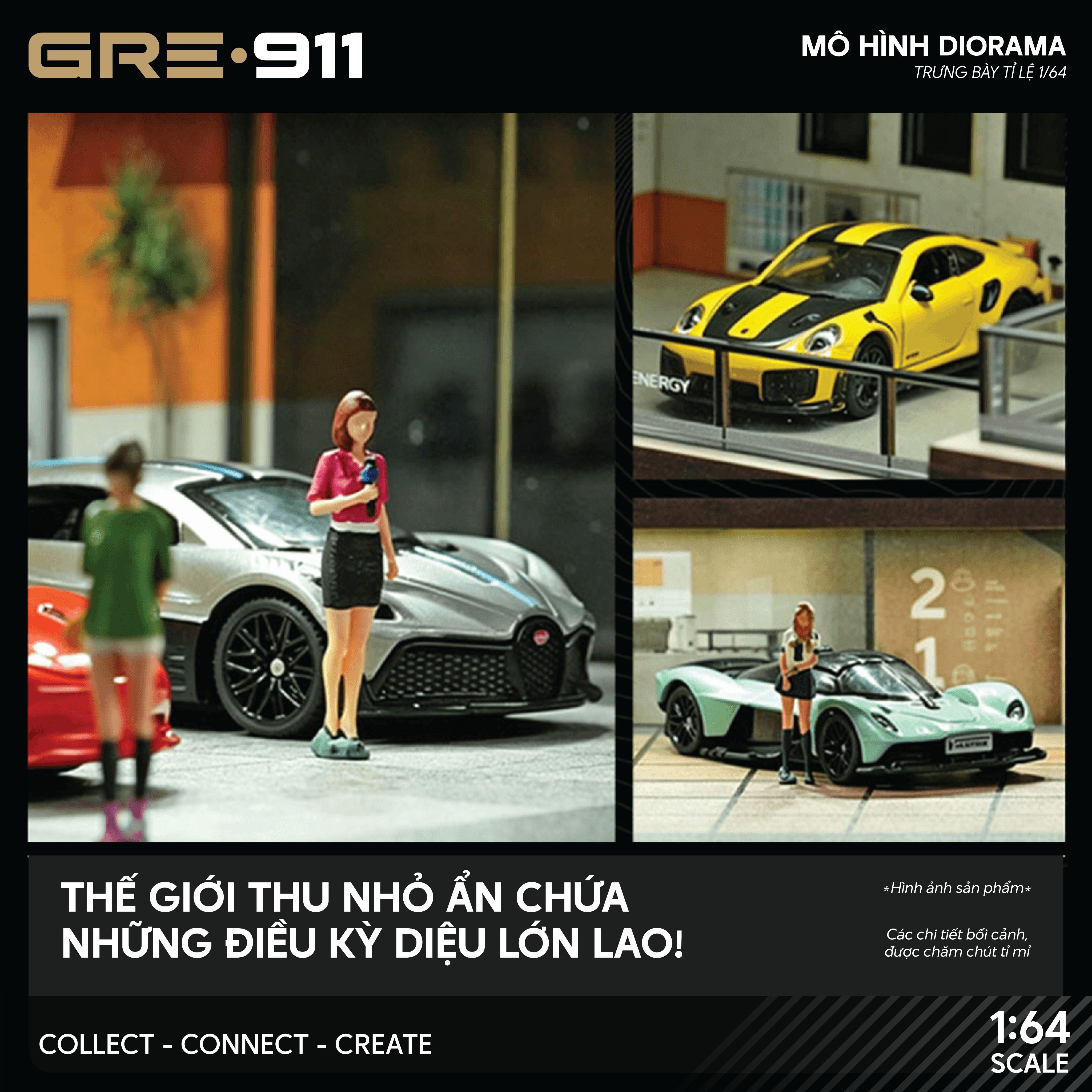 Mô hình Trưng Bày Diorama Light Brown Car House | Modern Garage Diorama 1:64 GRE911DIO-75