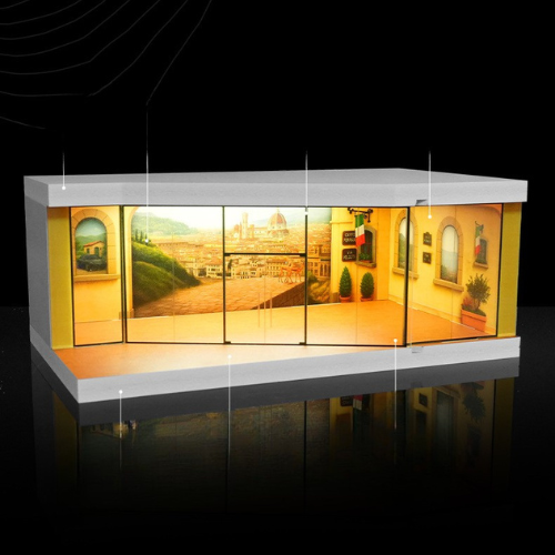 Diorama 1:64 Garage Đường Đua Set 3 Có Đèn LED - Mica Chống Bụi | GRE•911