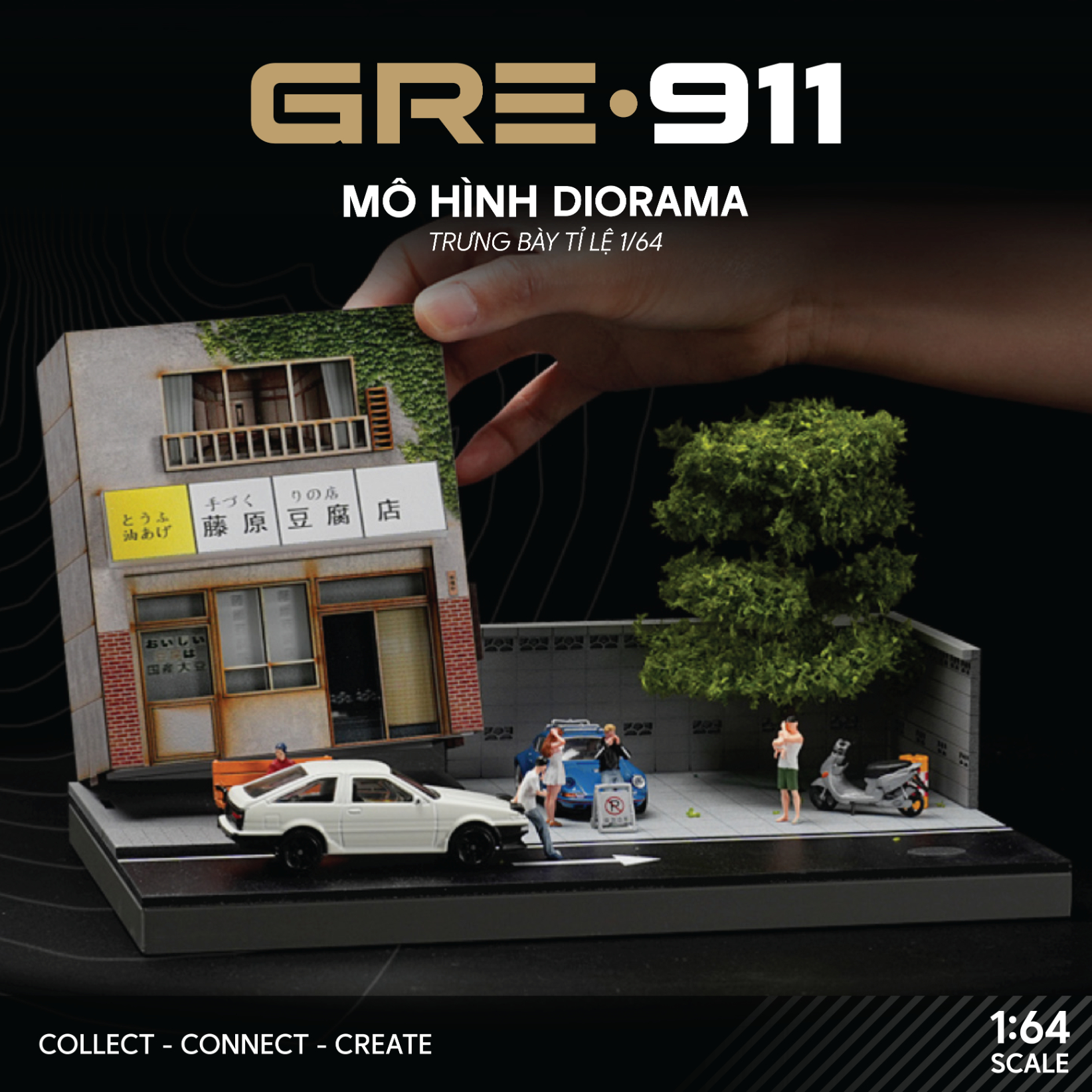 Mô hình Diorama 1:64 Nhà Hàng Fuji 2 Tầng Có Đèn LED - Phong Cách Nhật Bản GRE911DIO-34