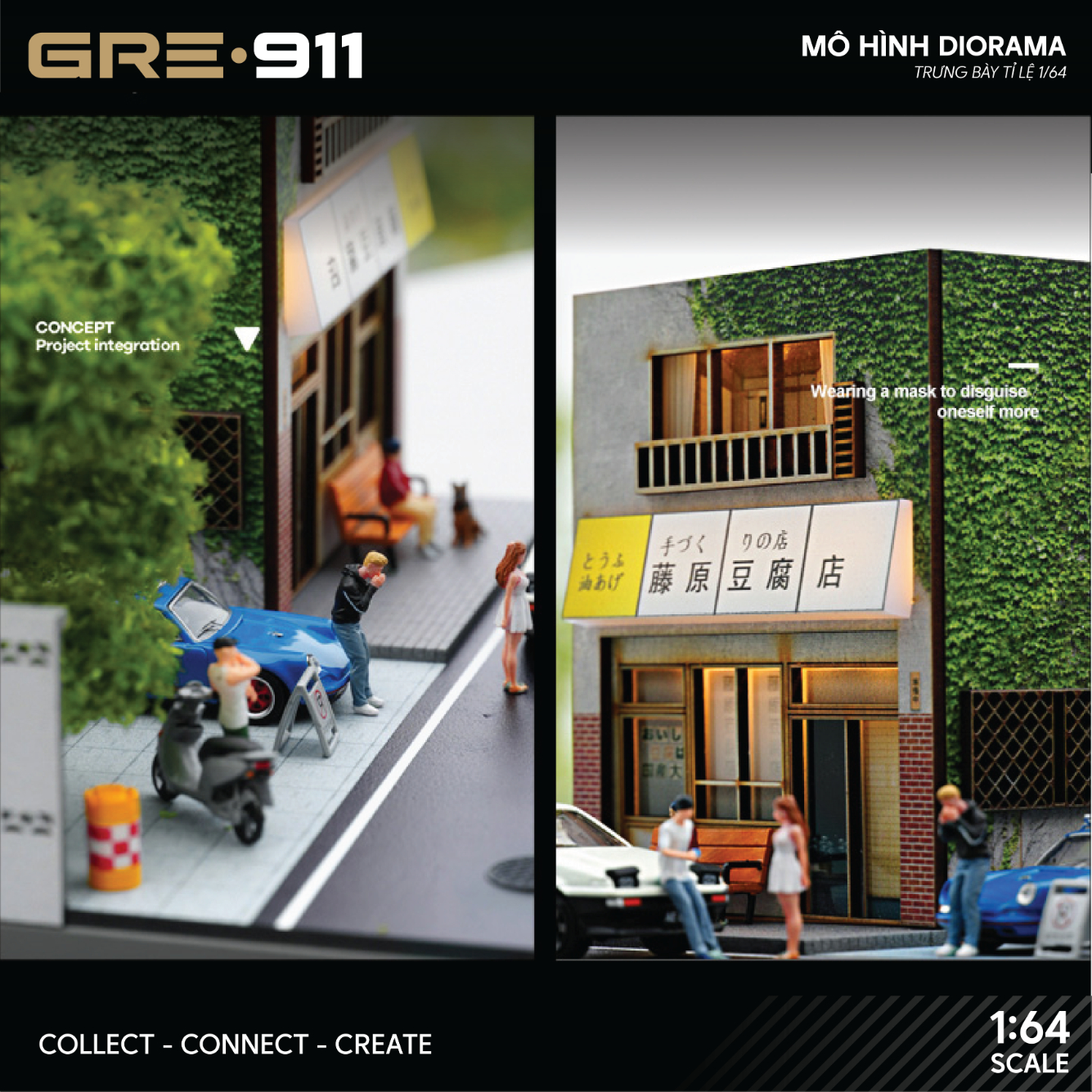 Mô hình Diorama 1:64 Nhà Hàng Fuji 2 Tầng Có Đèn LED - Phong Cách Nhật Bản GRE911DIO-34