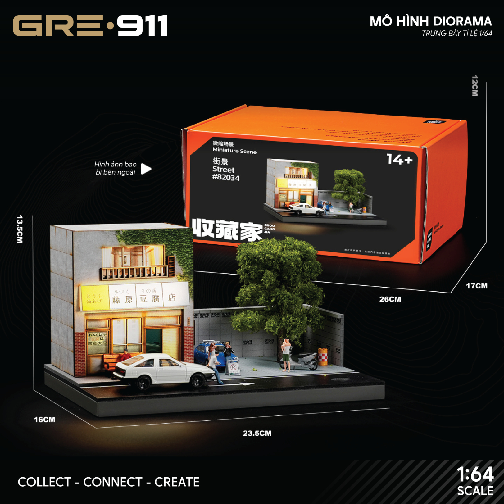 Mô hình Diorama 1:64 Nhà Hàng Fuji 2 Tầng Có Đèn LED - Phong Cách Nhật Bản GRE911DIO-34