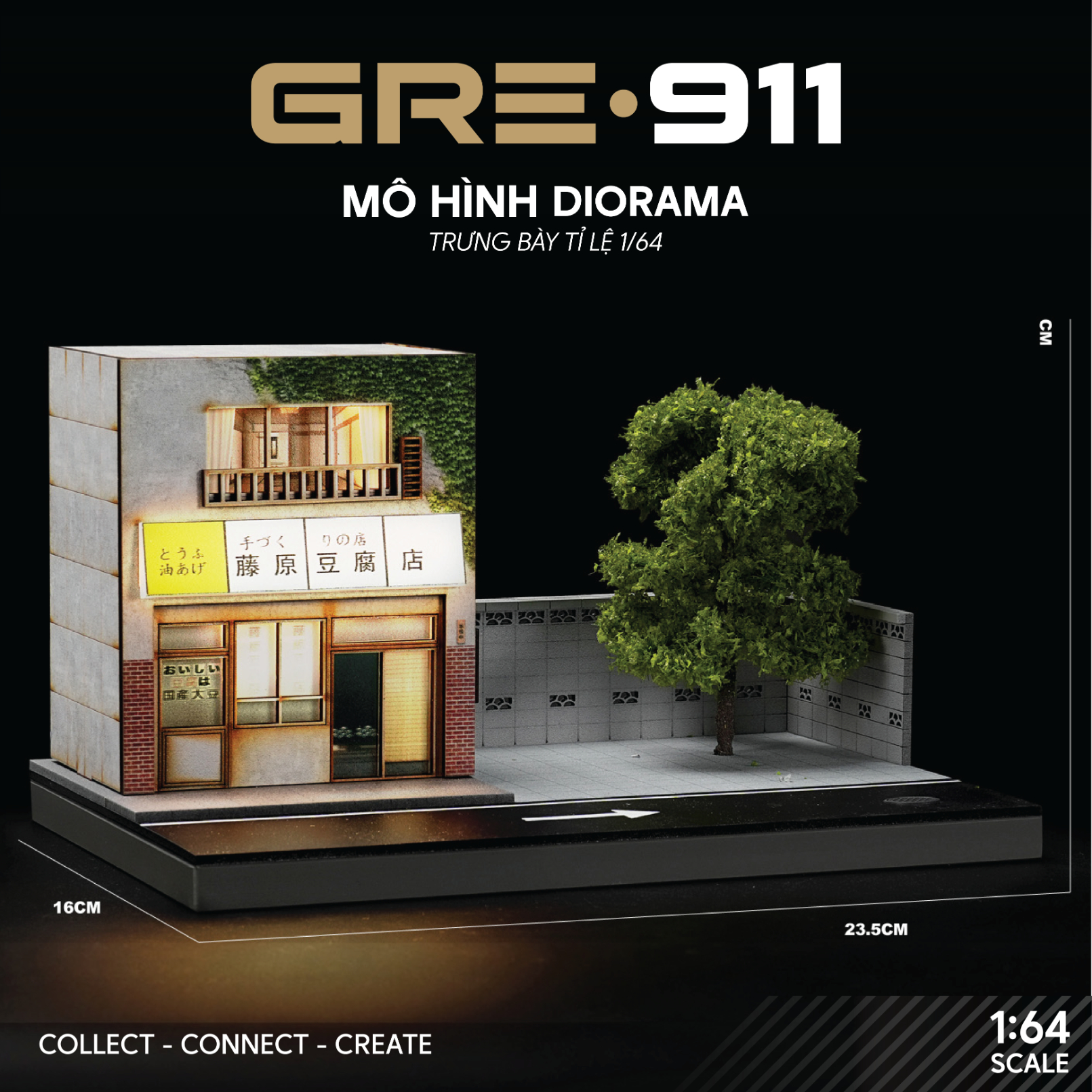 Mô hình Diorama 1:64 Nhà Hàng Fuji 2 Tầng Có Đèn LED - Phong Cách Nhật Bản GRE911DIO-34