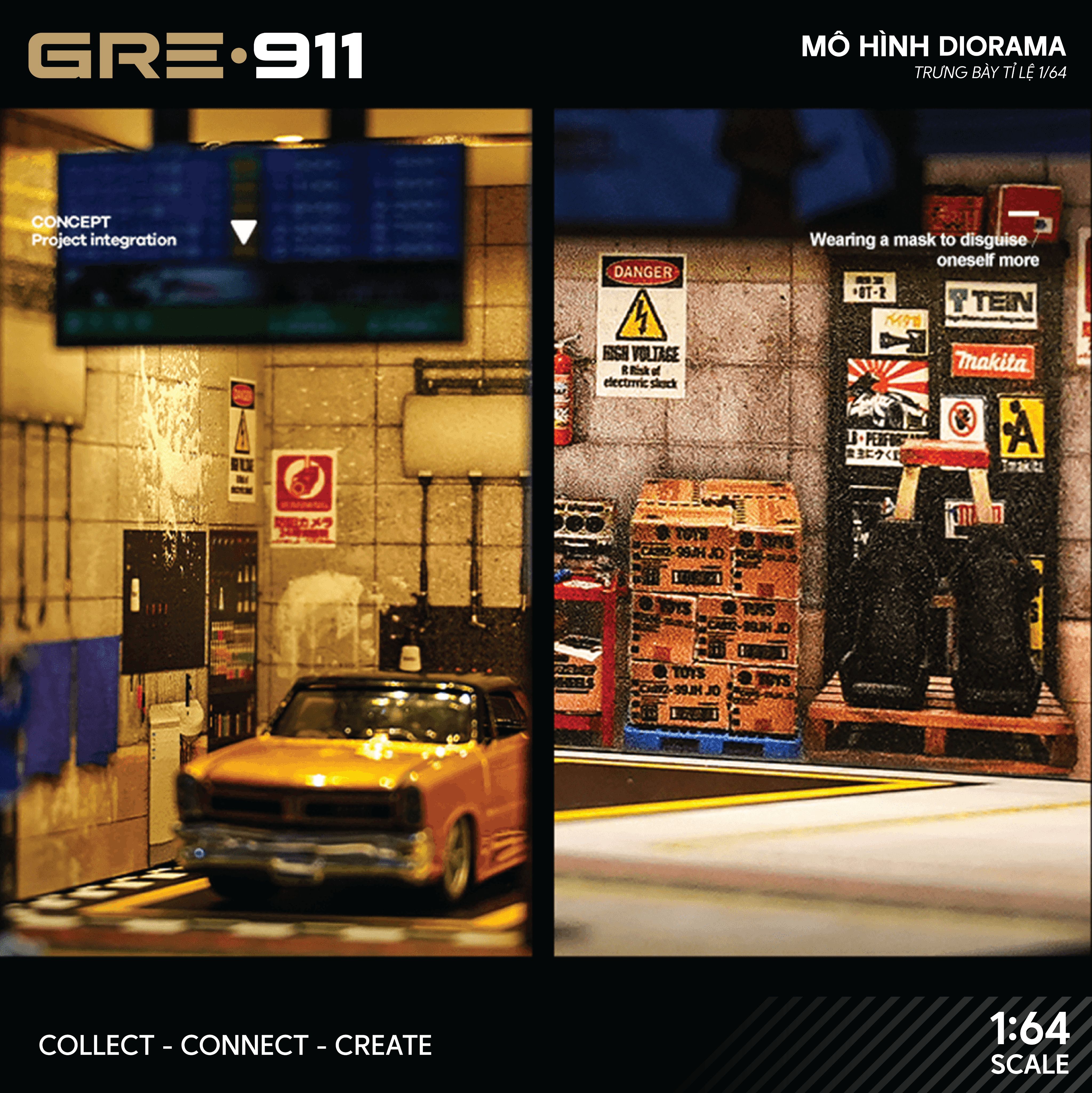 Diorama 1:64 Automobile Double-Level Parking Workshop (LED)