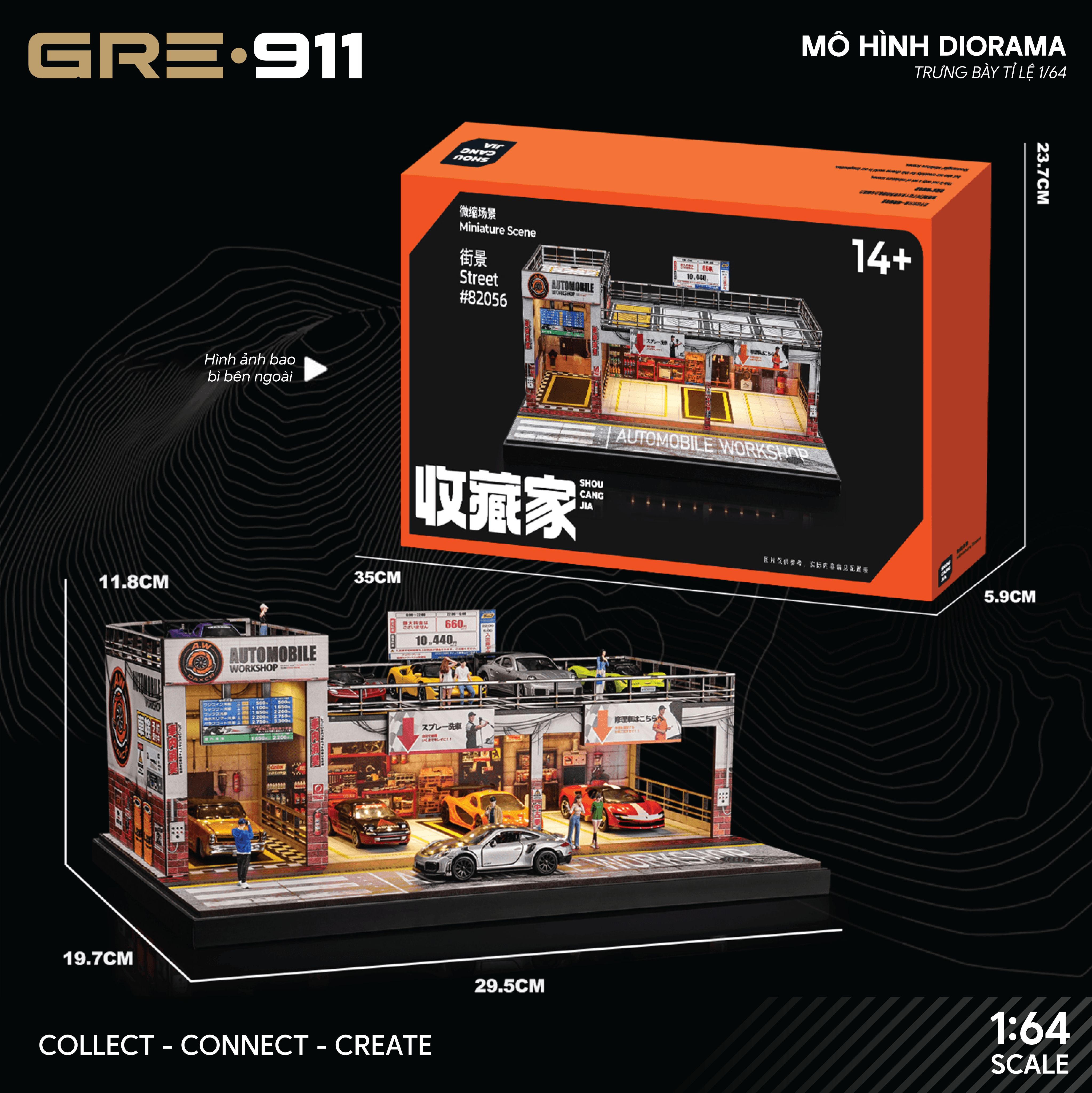 Diorama 1:64 Automobile Double-Level Parking Workshop (LED)