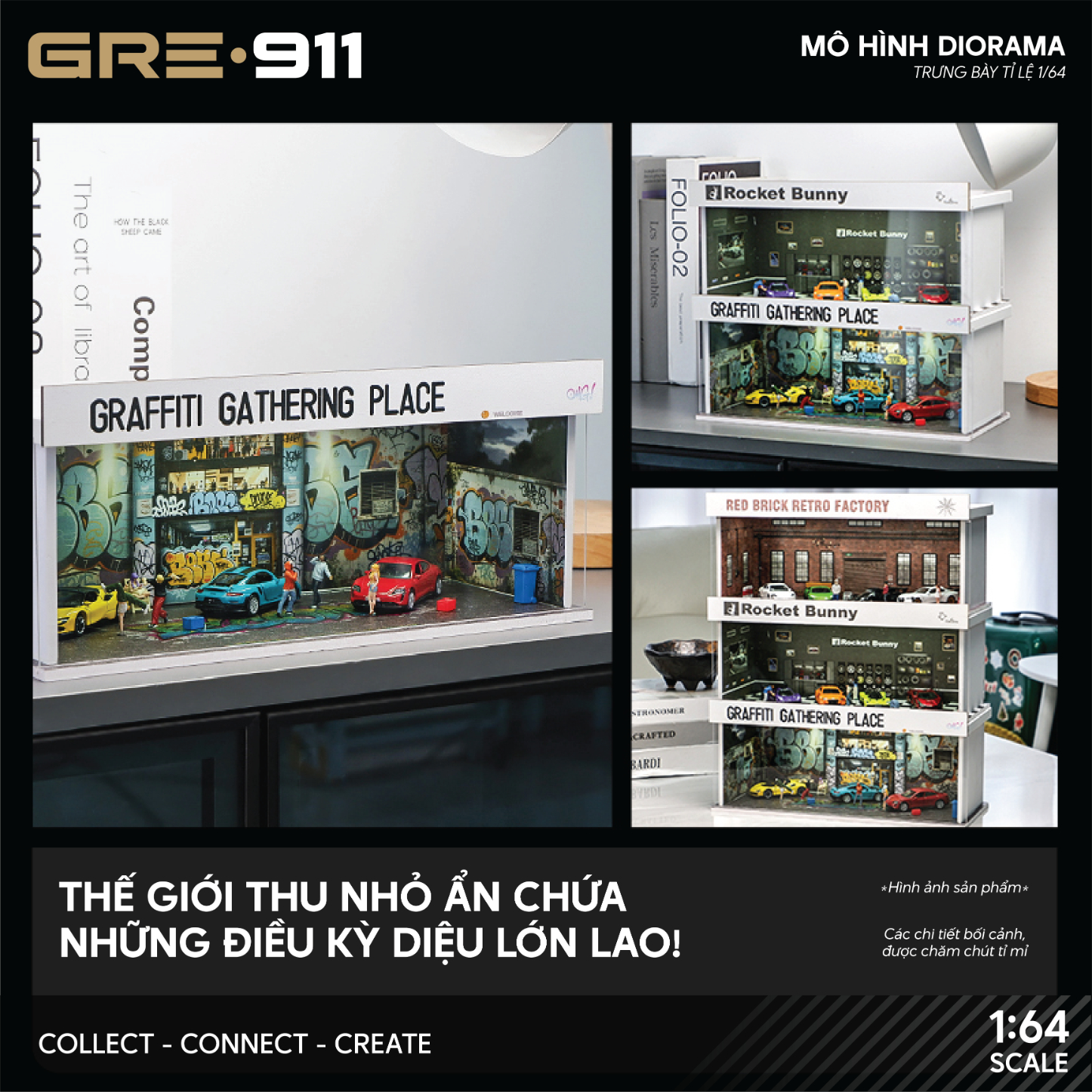 Mô hình Diorama 1:64 Set 2 - Bộ Trưng Bày Đa Năng Có Đèn LED GRE911LED-26