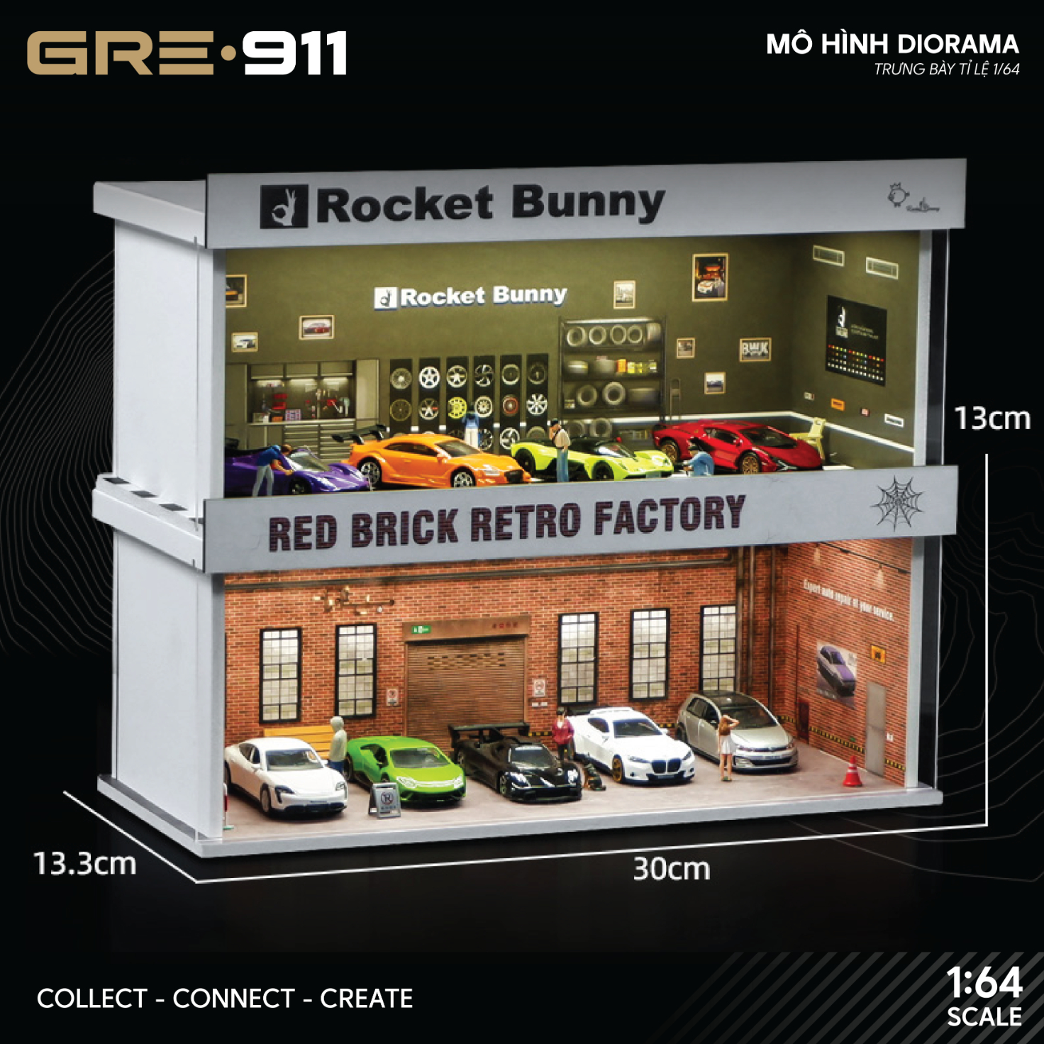 Mô hình Diorama 1:64 Set 2 - Bộ Trưng Bày Đa Năng Có Đèn LED GRE911LED-26