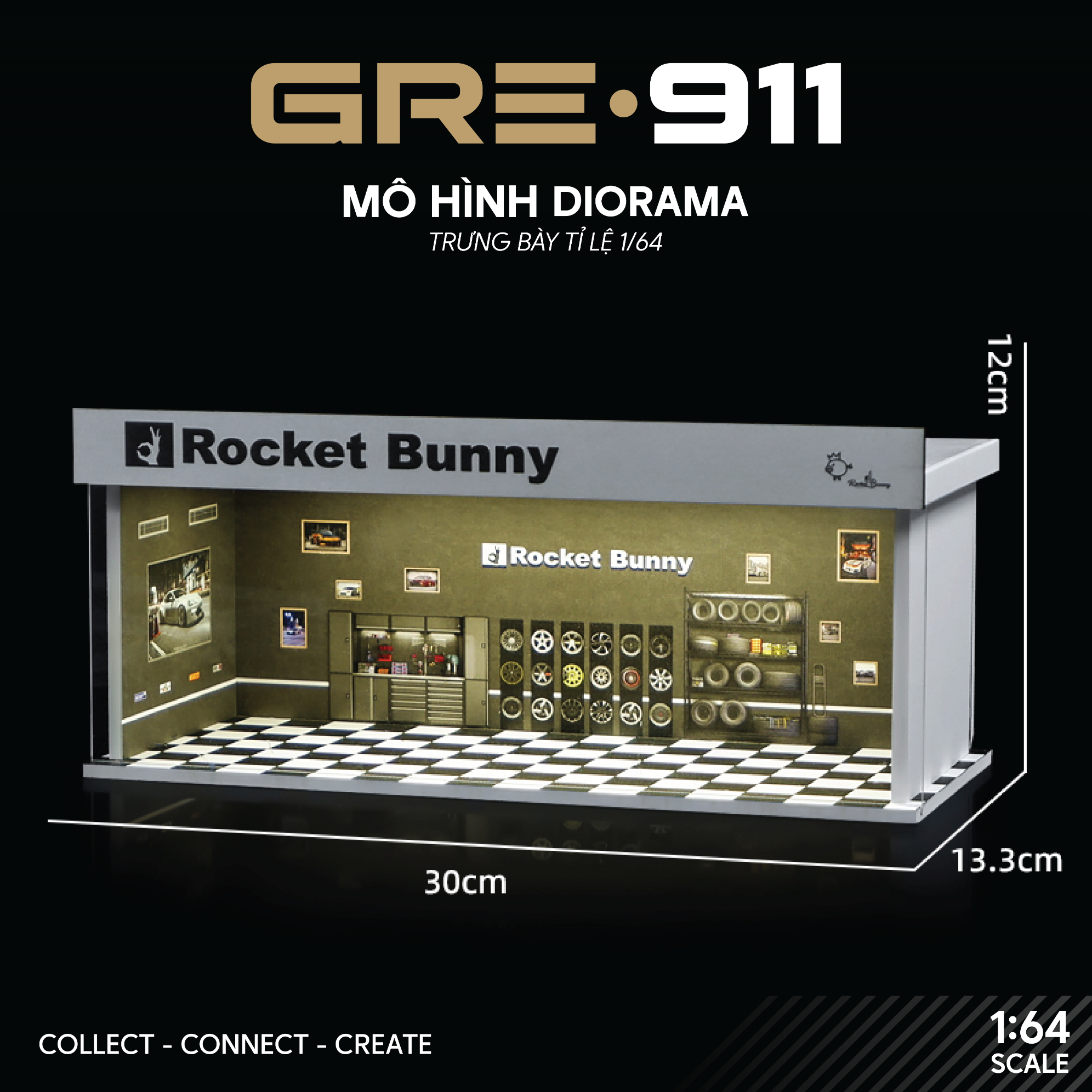 Mô hình Diorama 1:64 Set 2 - Bộ Trưng Bày Đa Năng Có Đèn LED GRE911LED-26