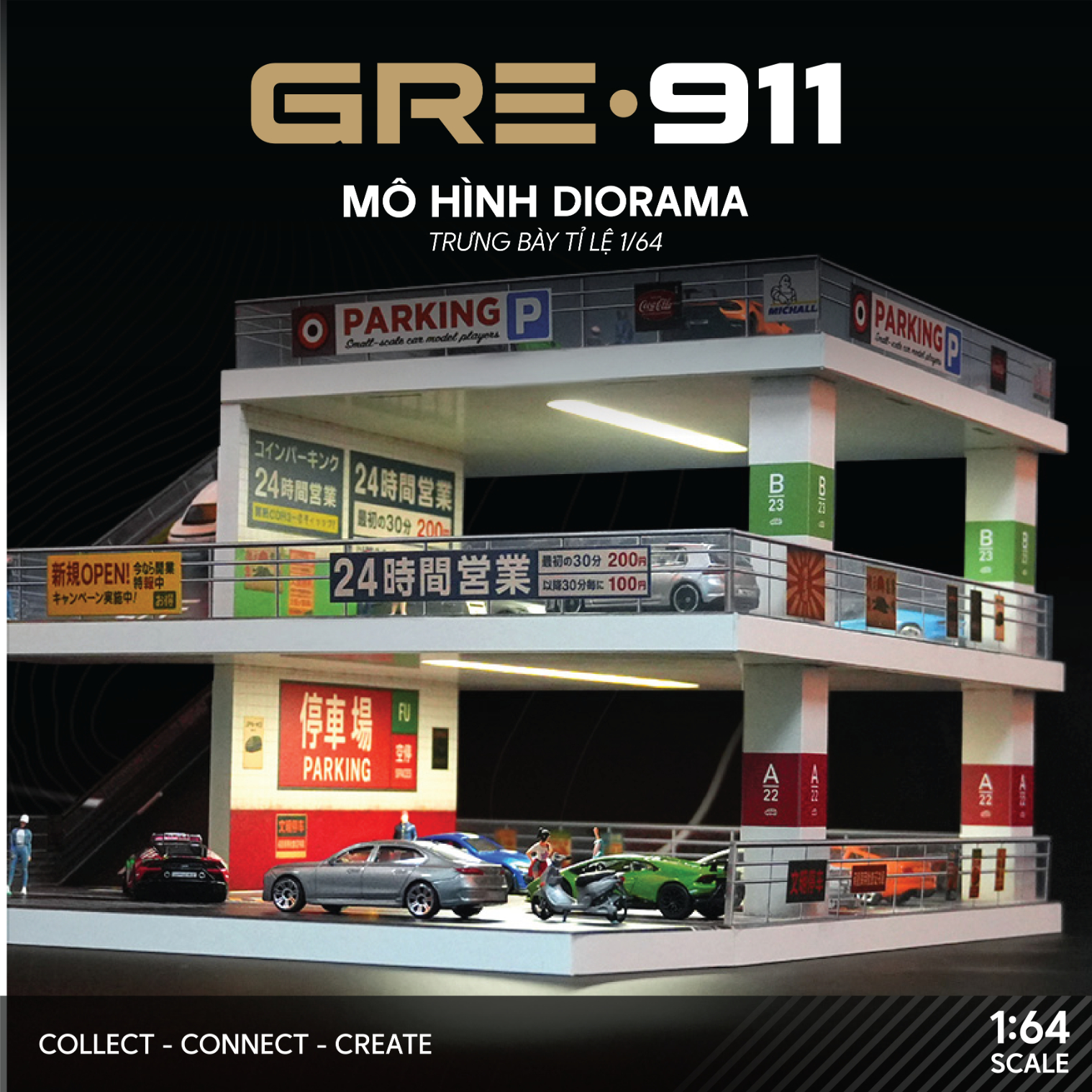 Mô hình Diorama 1:64 Japanese Style Ramp - Bãi Đỗ Xe Dốc Phong Cách Nhật Bản GRE911LED-49