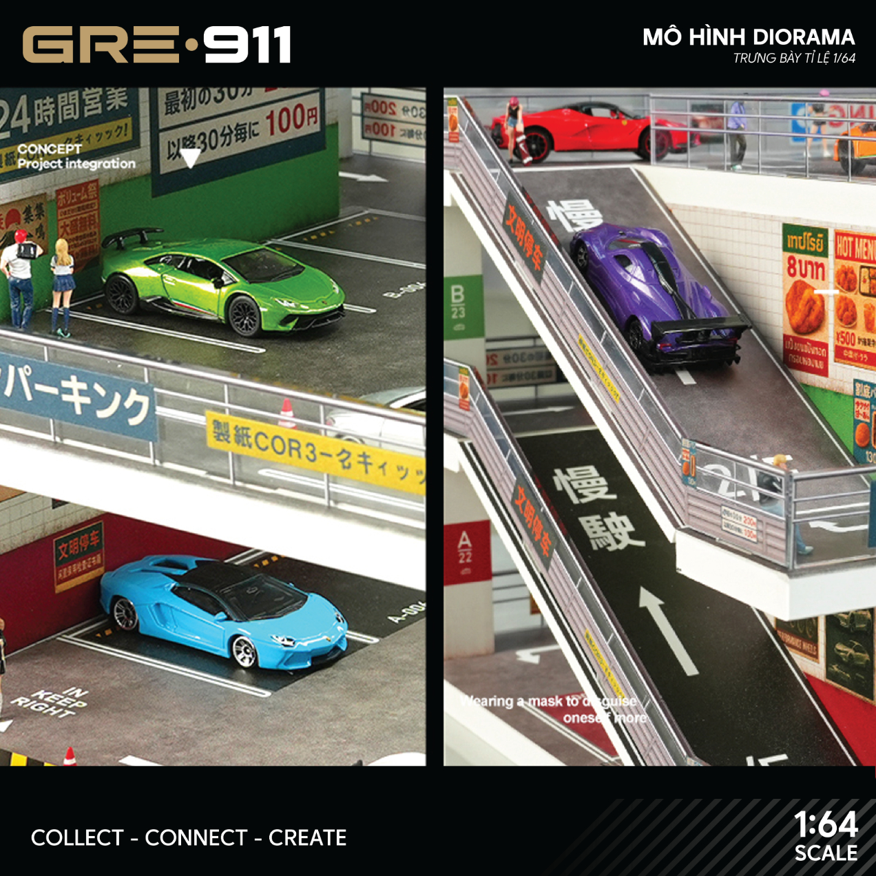 Mô hình Diorama 1:64 Japanese Style Ramp - Bãi Đỗ Xe Dốc Phong Cách Nhật Bản GRE911LED-49
