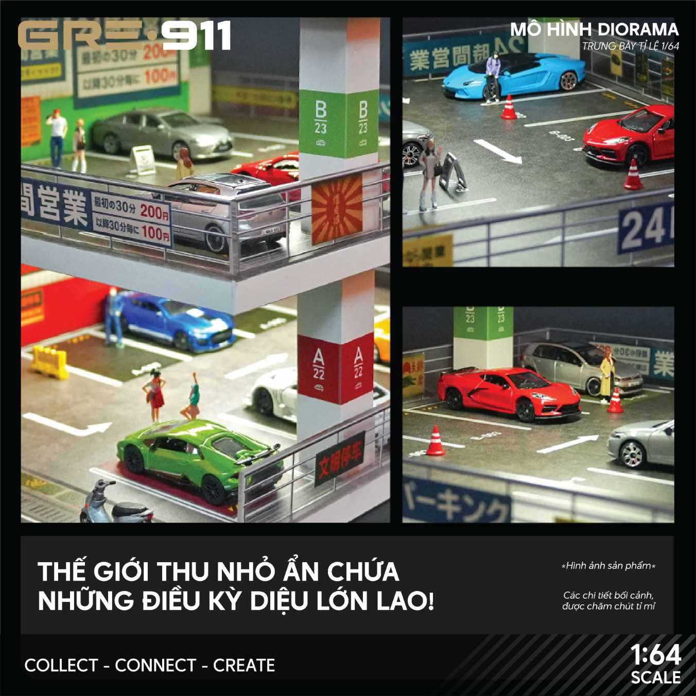 Mô hình Diorama 1:64 Japanese Style Ramp - Bãi Đỗ Xe Dốc Phong Cách Nhật Bản GRE911LED-49
