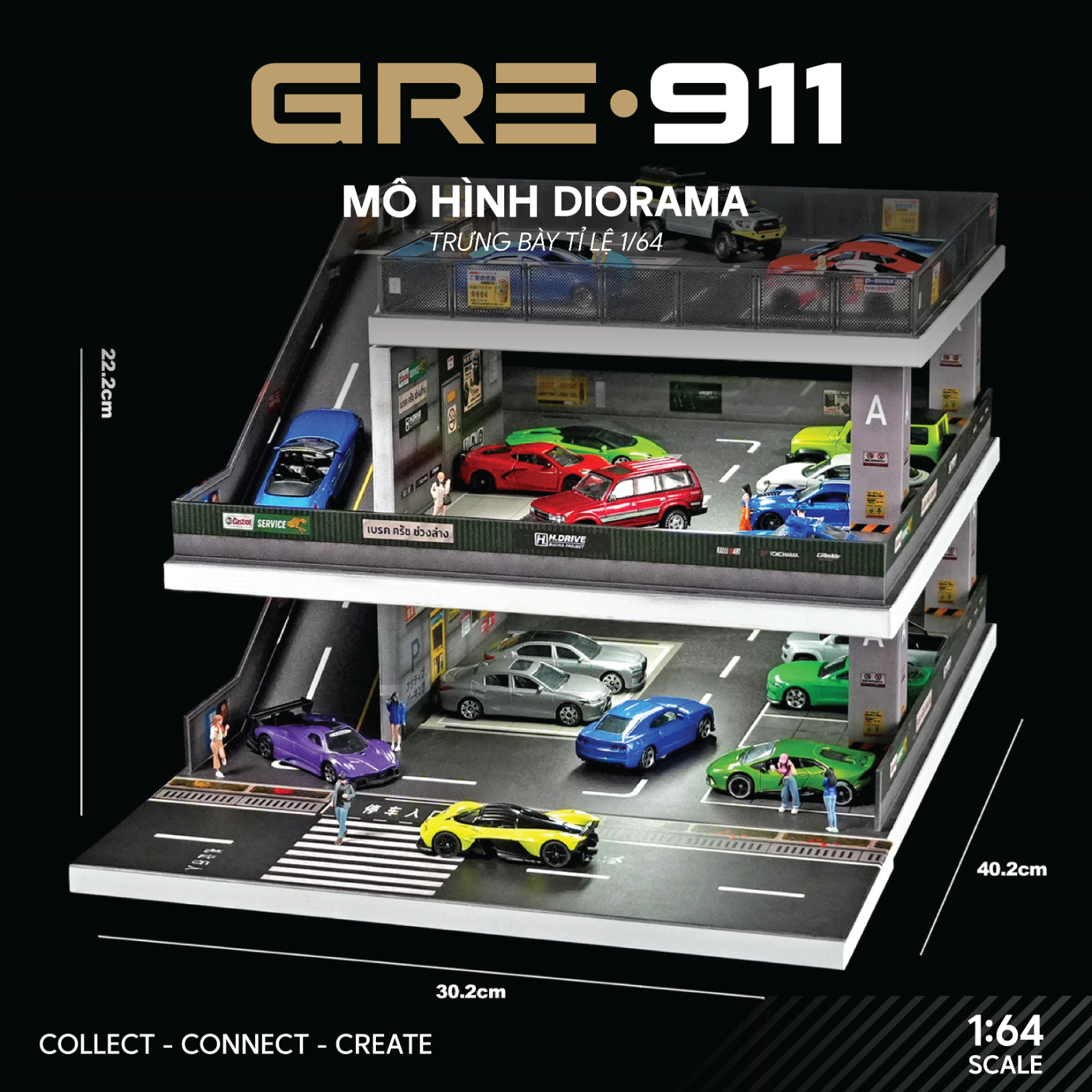 Mô hình Diorama 1:64 Japanese Style Ramp - Bãi Đỗ Xe Dốc Phong Cách Nhật Bản GRE911LED-49