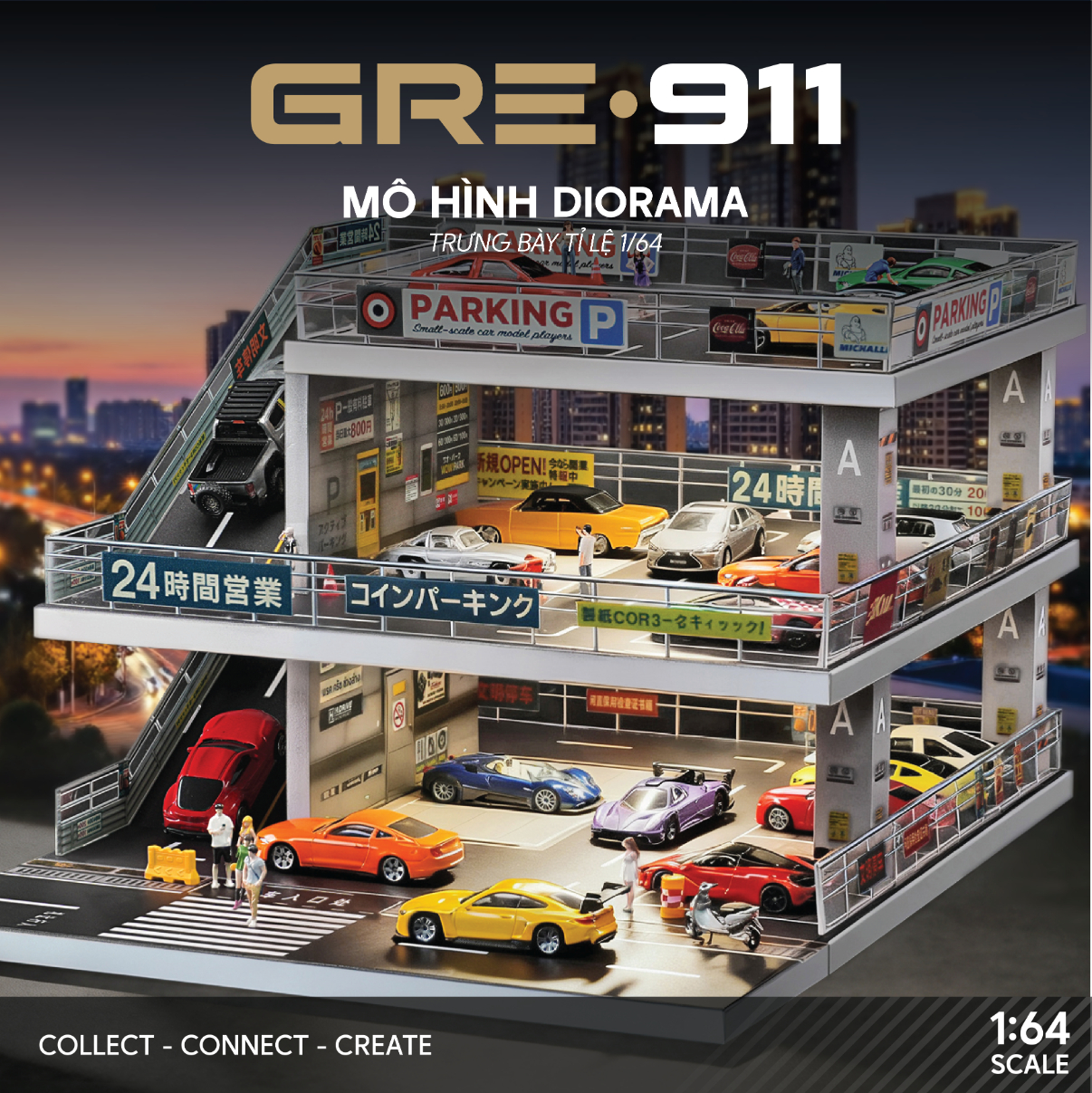 Mô hình Diorama 1:64 Japanese Style Ramp - Bãi Đỗ Xe Dốc Phong Cách Nhật Bản GRE911LED-49