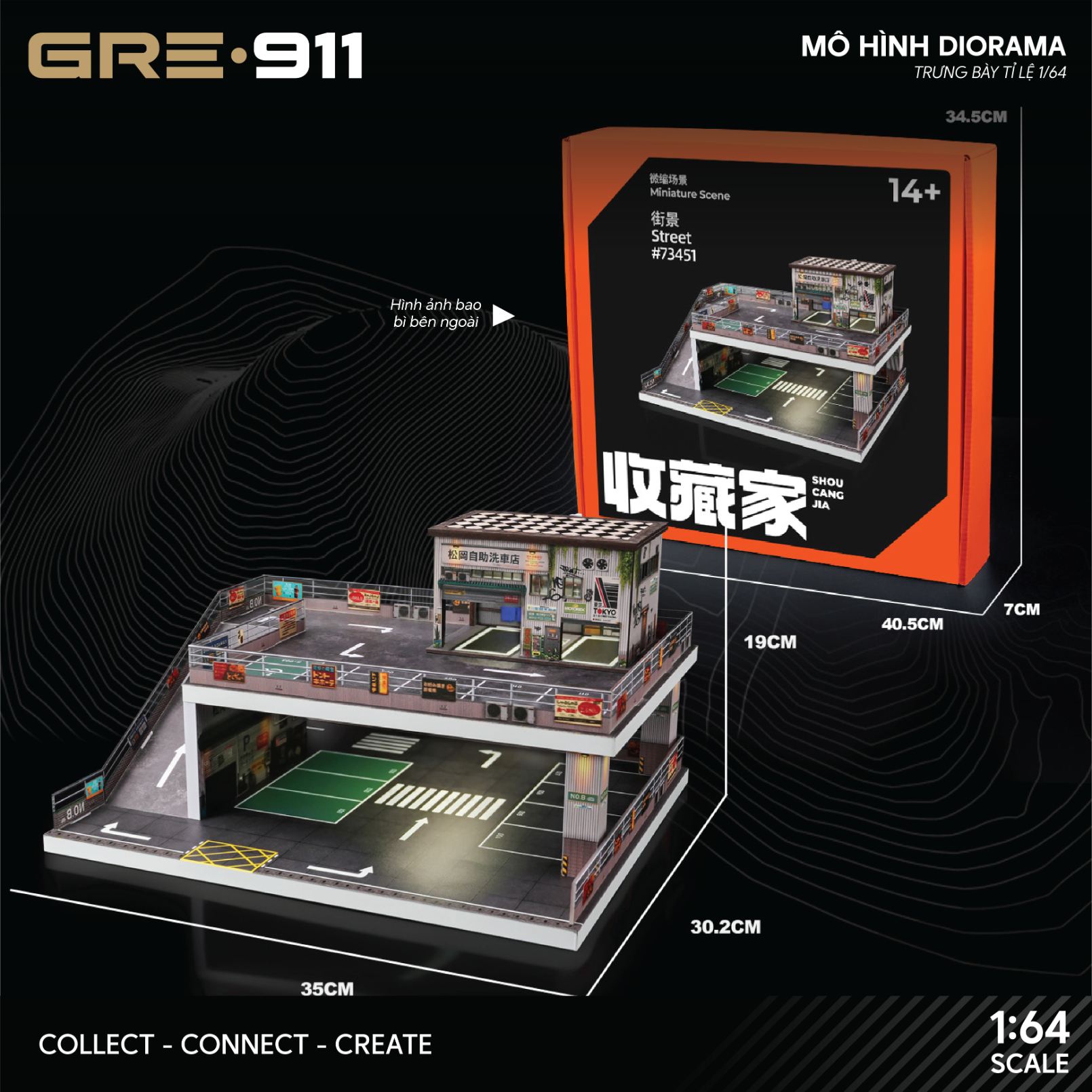 Mô hình Diorama 1:64 Bãi Đỗ Xe Nhiều Tầng Kết Hợp Đường Dốc GRE911LED-51
