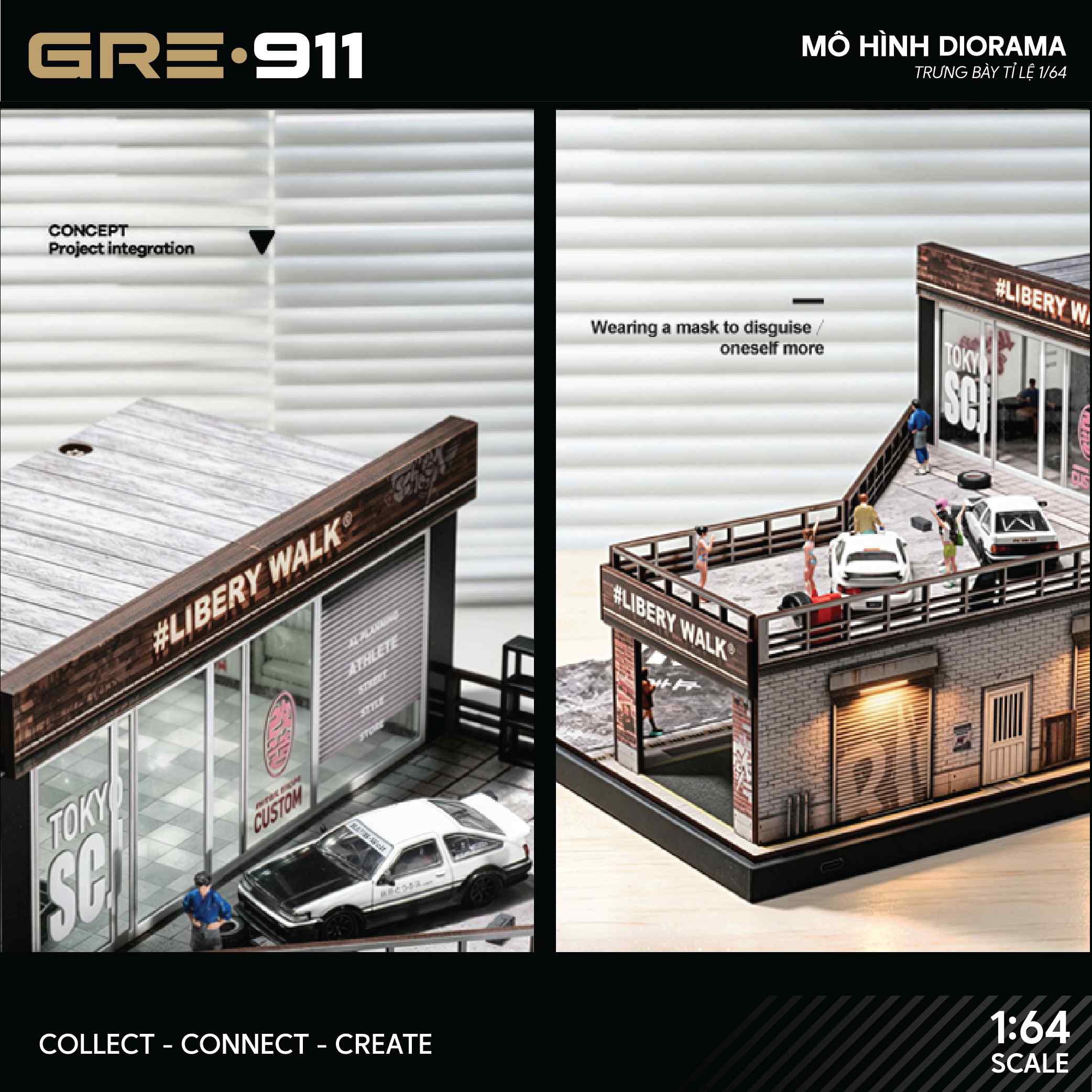 Mô Hình Trưng Bày Diorama 1:64 – Custom Tuning Garage | GRE911LED-81