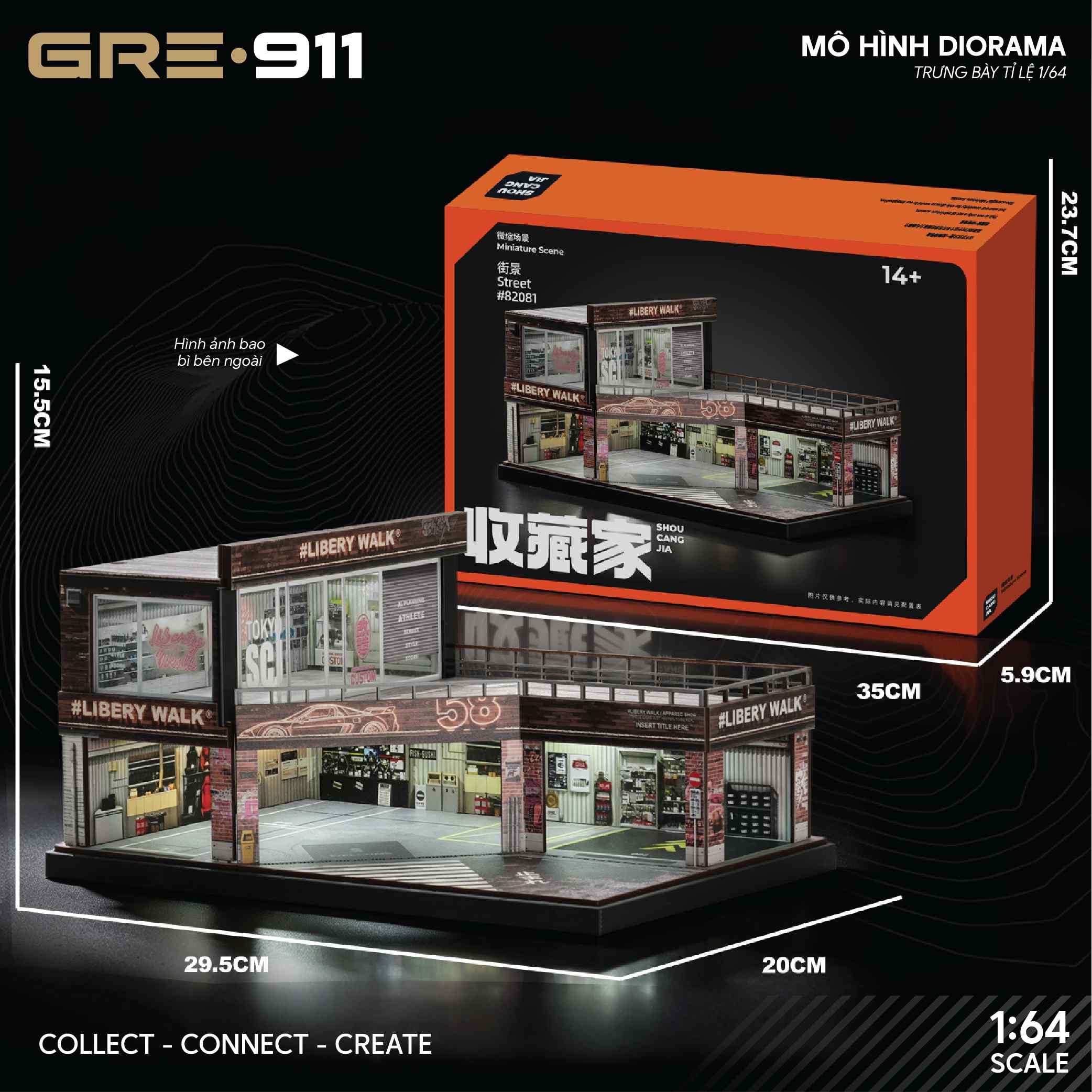 Mô Hình Trưng Bày Diorama 1:64 – Custom Tuning Garage | GRE911LED-81