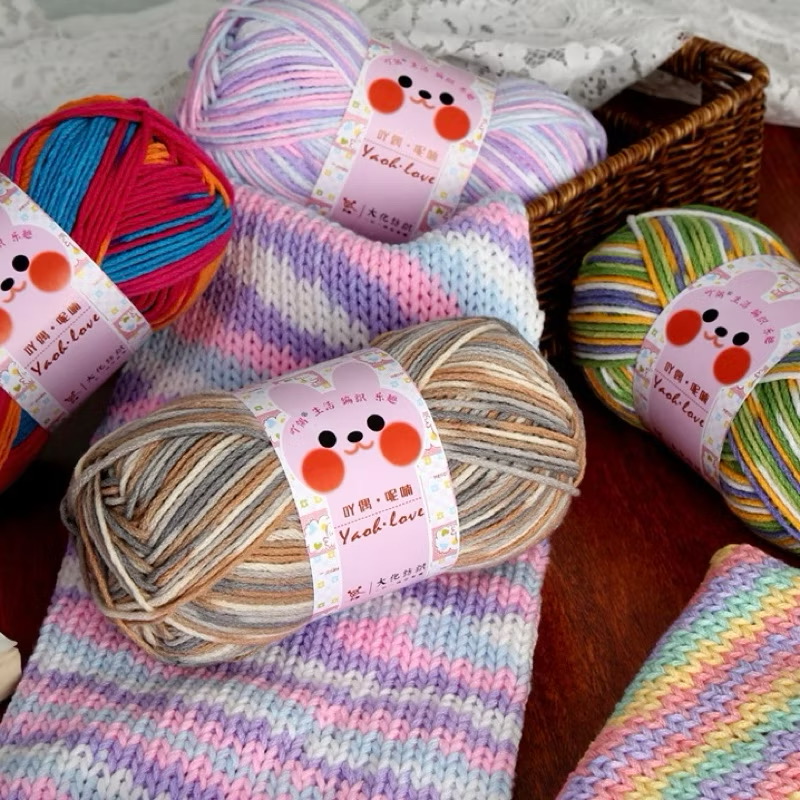 Len Yaoh Love Màu Loang Cuộn 100g-đan móc khăn mũ túi