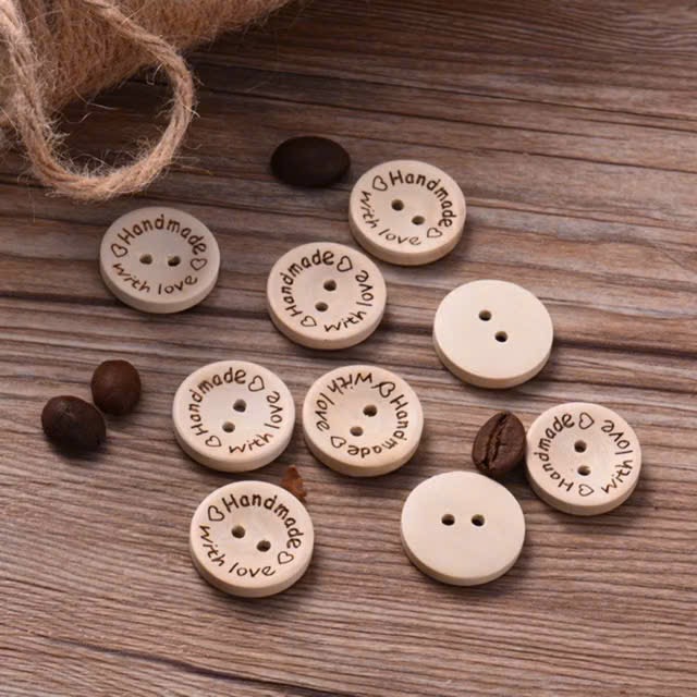 [Túi 5 cái] Cúc Gỗ Handmade With Love