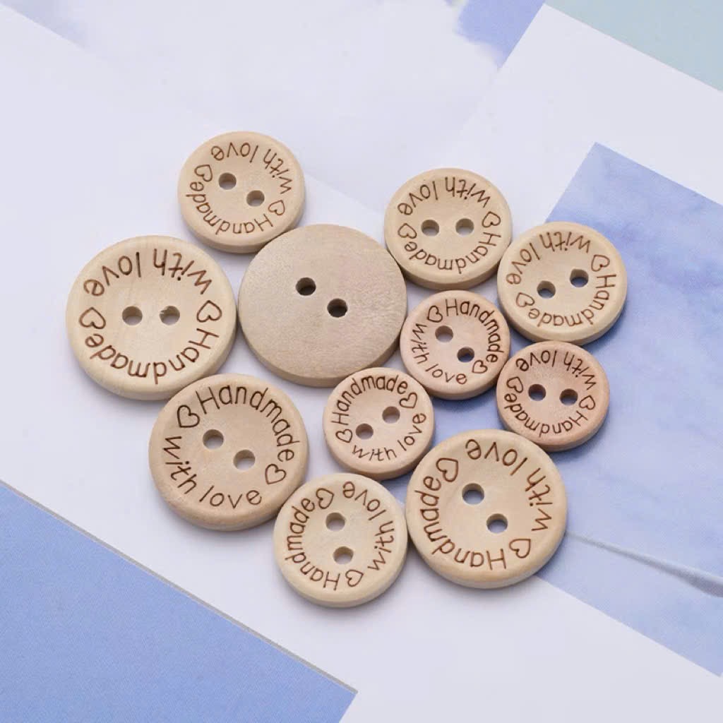 [Túi 5 cái] Cúc Gỗ Handmade With Love