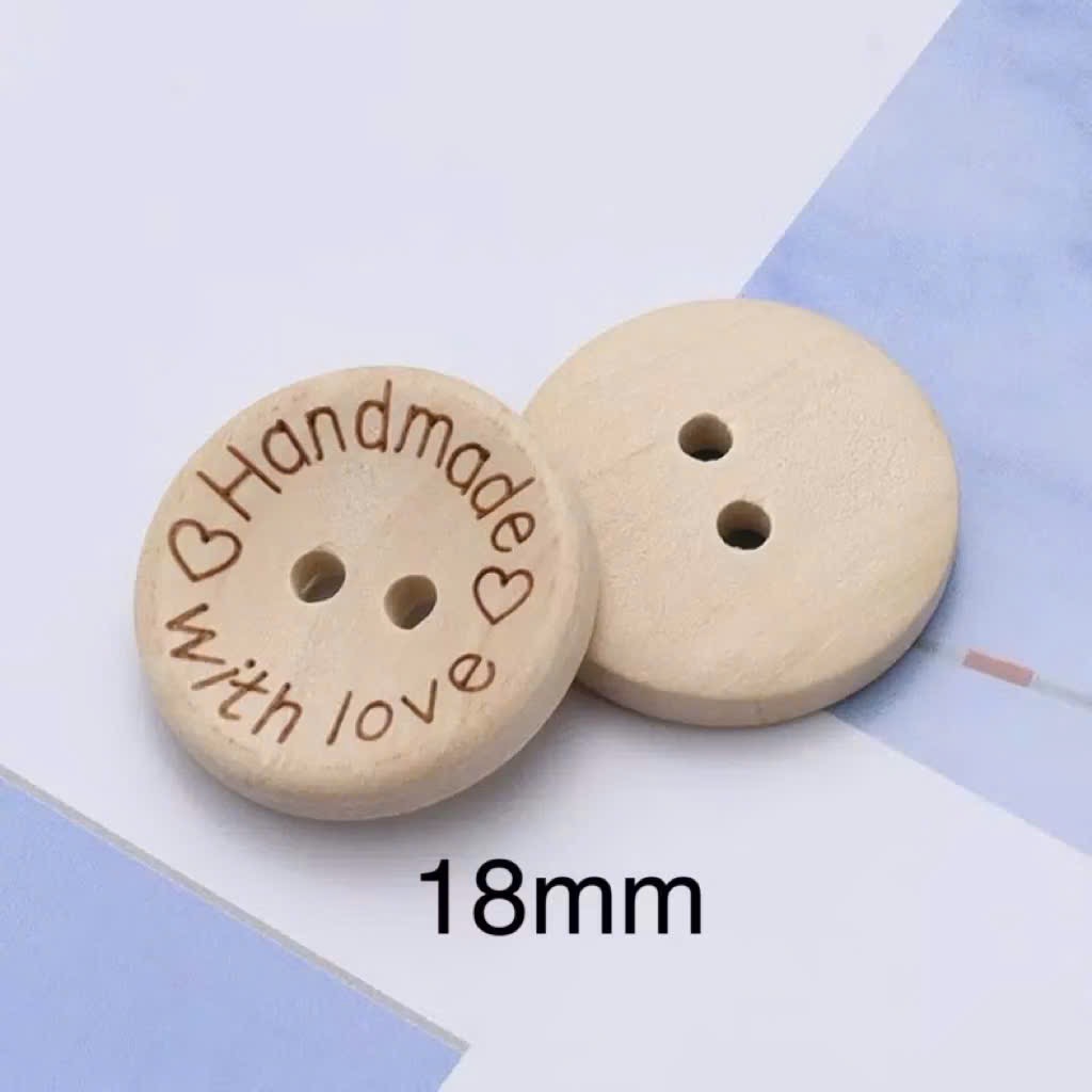 [Túi 5 cái] Cúc Gỗ Handmade With Love