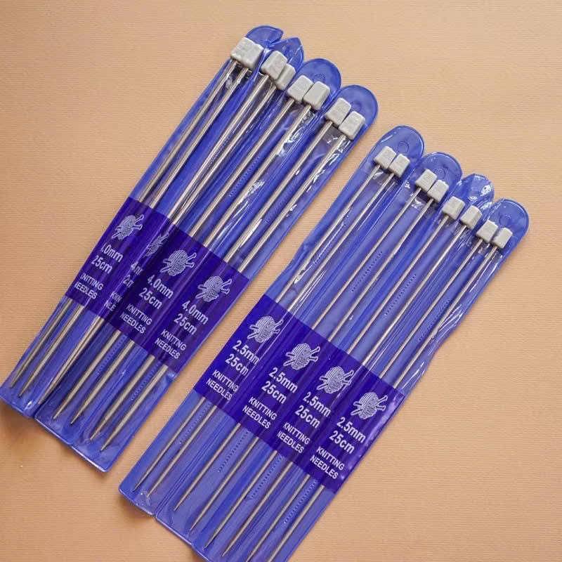 Kim Đan Thẳng Inox 25cm siêu nhẹ, bán theo cặp, chống gỉ, dùng đan len