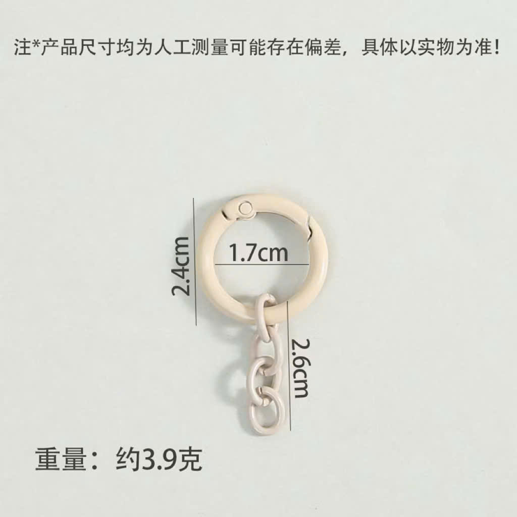 [Set 5 cái] Móc Khóa Tròn Màu Pastel Kèm Dây Xích