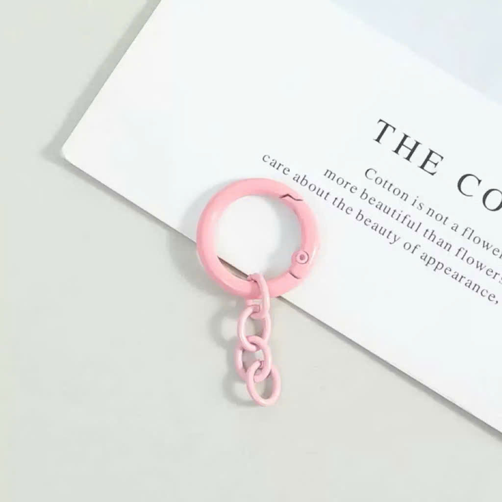 [Set 5 cái] Móc Khóa Tròn Màu Pastel Kèm Dây Xích