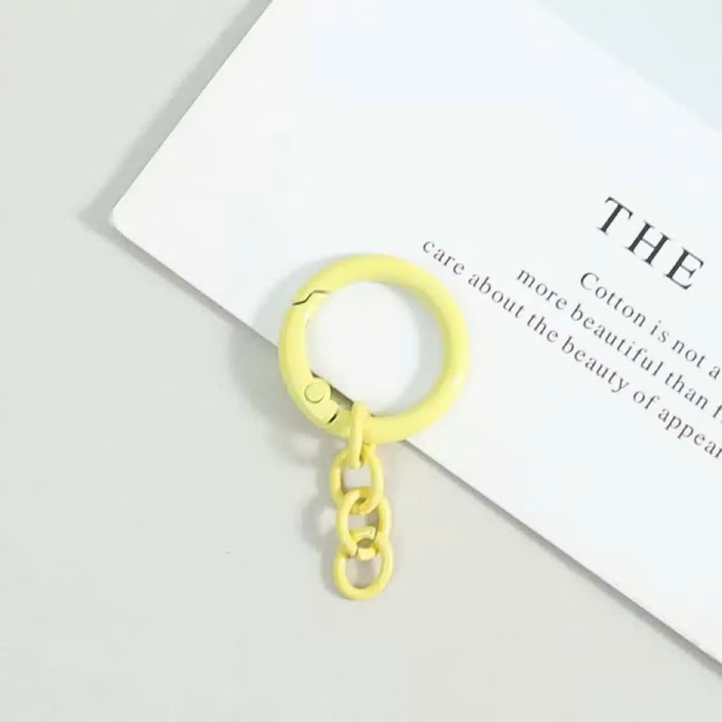 [Set 5 cái] Móc Khóa Tròn Màu Pastel Kèm Dây Xích