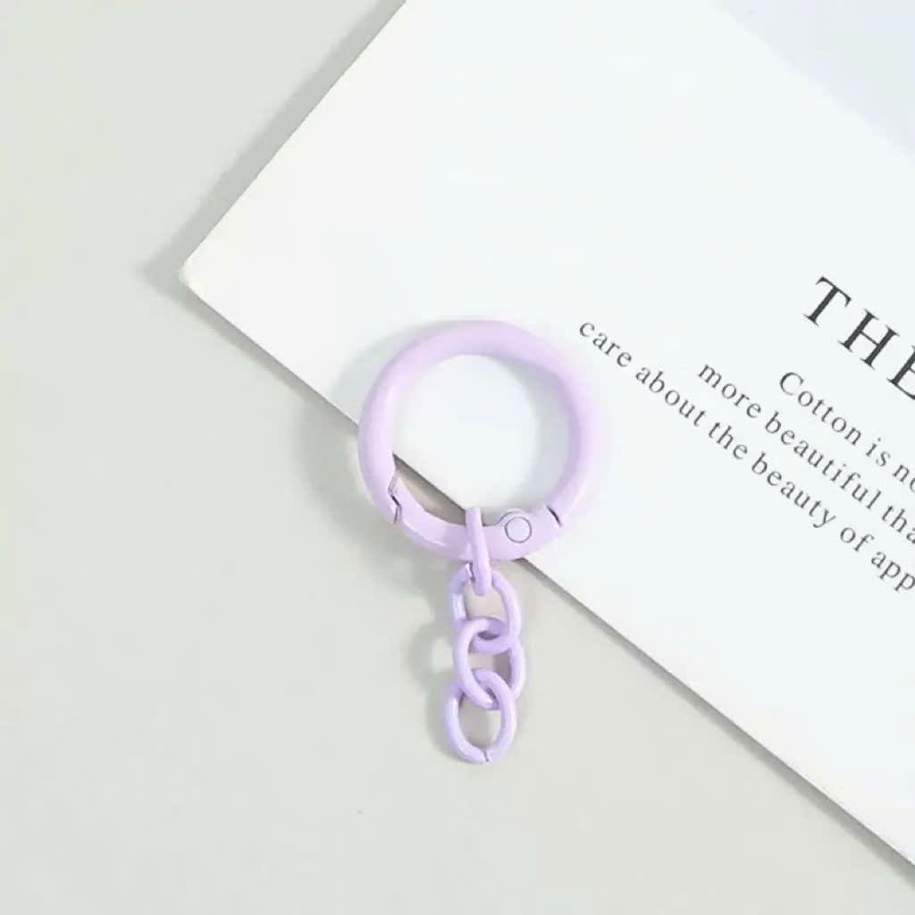 [Set 5 cái] Móc Khóa Tròn Màu Pastel Kèm Dây Xích