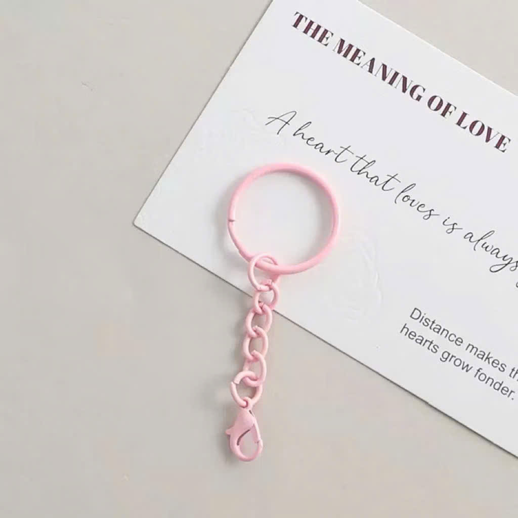 [Set 5 cái] Móc Khóa Tròn Màu Pastel Kèm Dây Xích