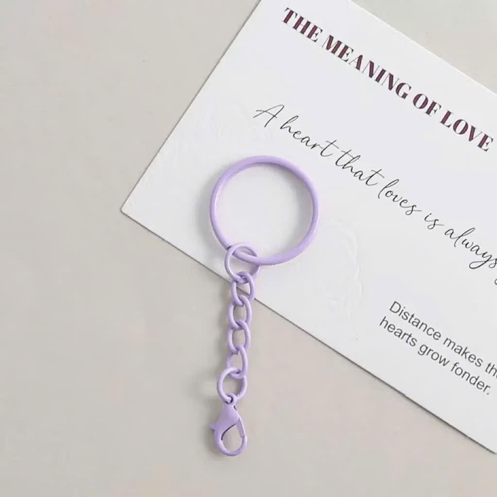 [Set 5 cái] Móc Khóa Tròn Màu Pastel Kèm Dây Xích