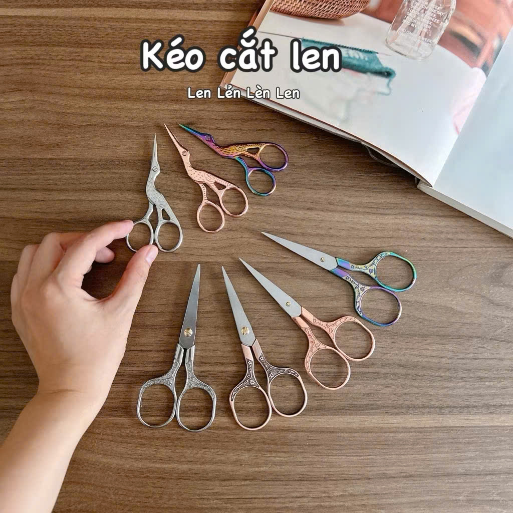 Kéo Cắt Len Handmade Mini – Kéo sắc và kéo hạc nhiều màu