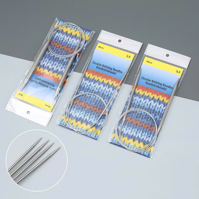 Kim Đan Vòng Inox 80cm - Kim đan tròn dây mềm, inox bền, chống gỉ, đủ size