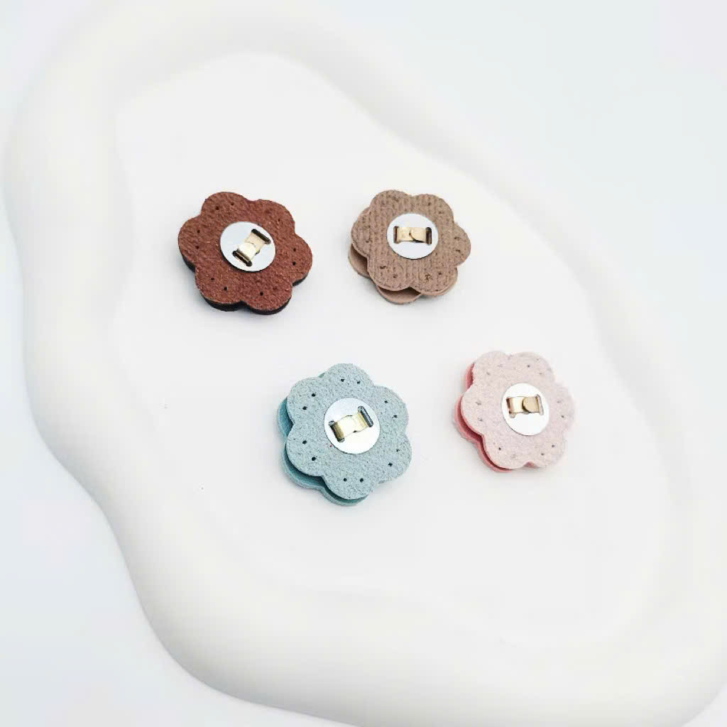 Nút hít gài hình hoa chất liệu da PU 15mm (tính cả hoa 35mm)