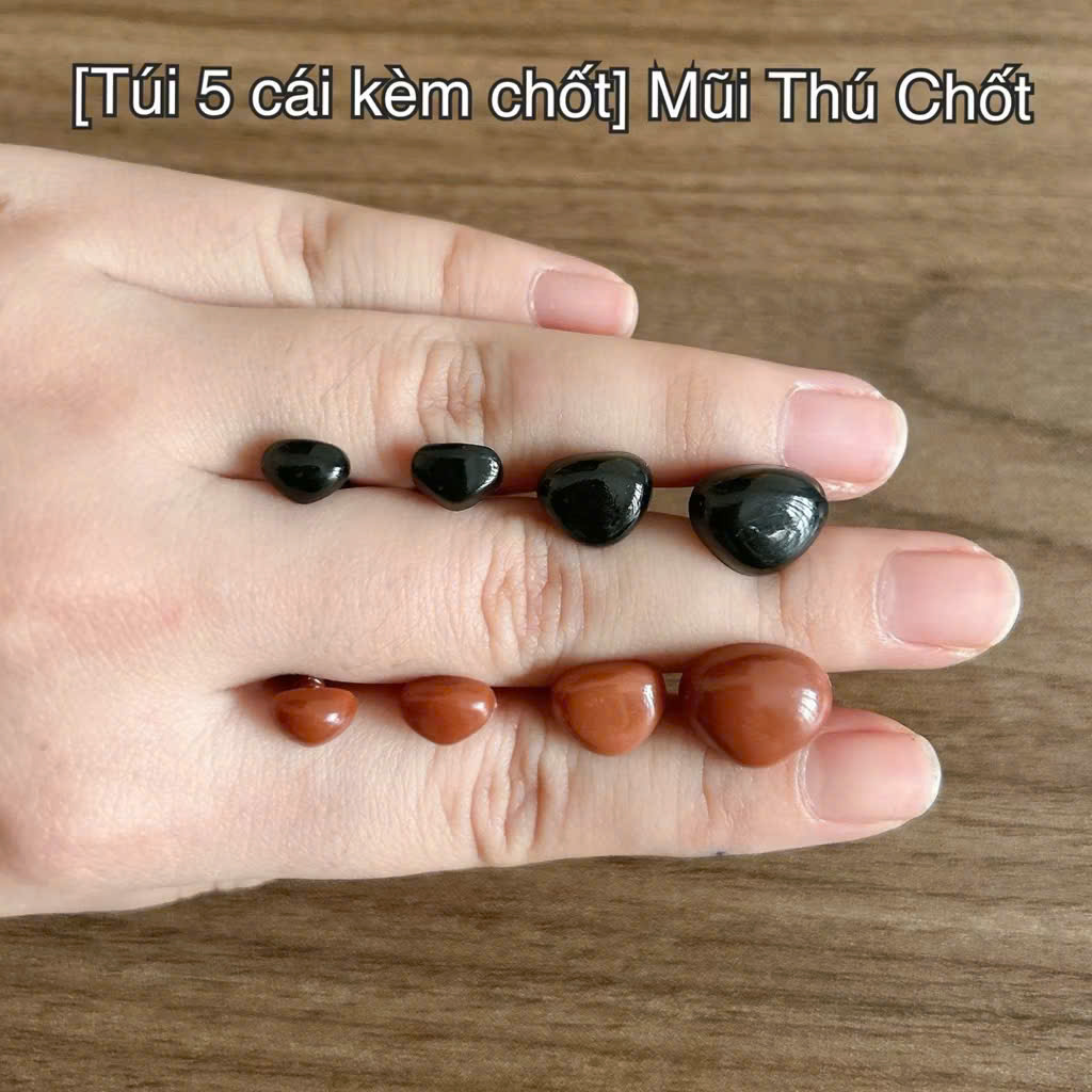 [Túi 5 cái kèm chốt] Mũi thú nhựa an toàn làm thú bông Amigurumi