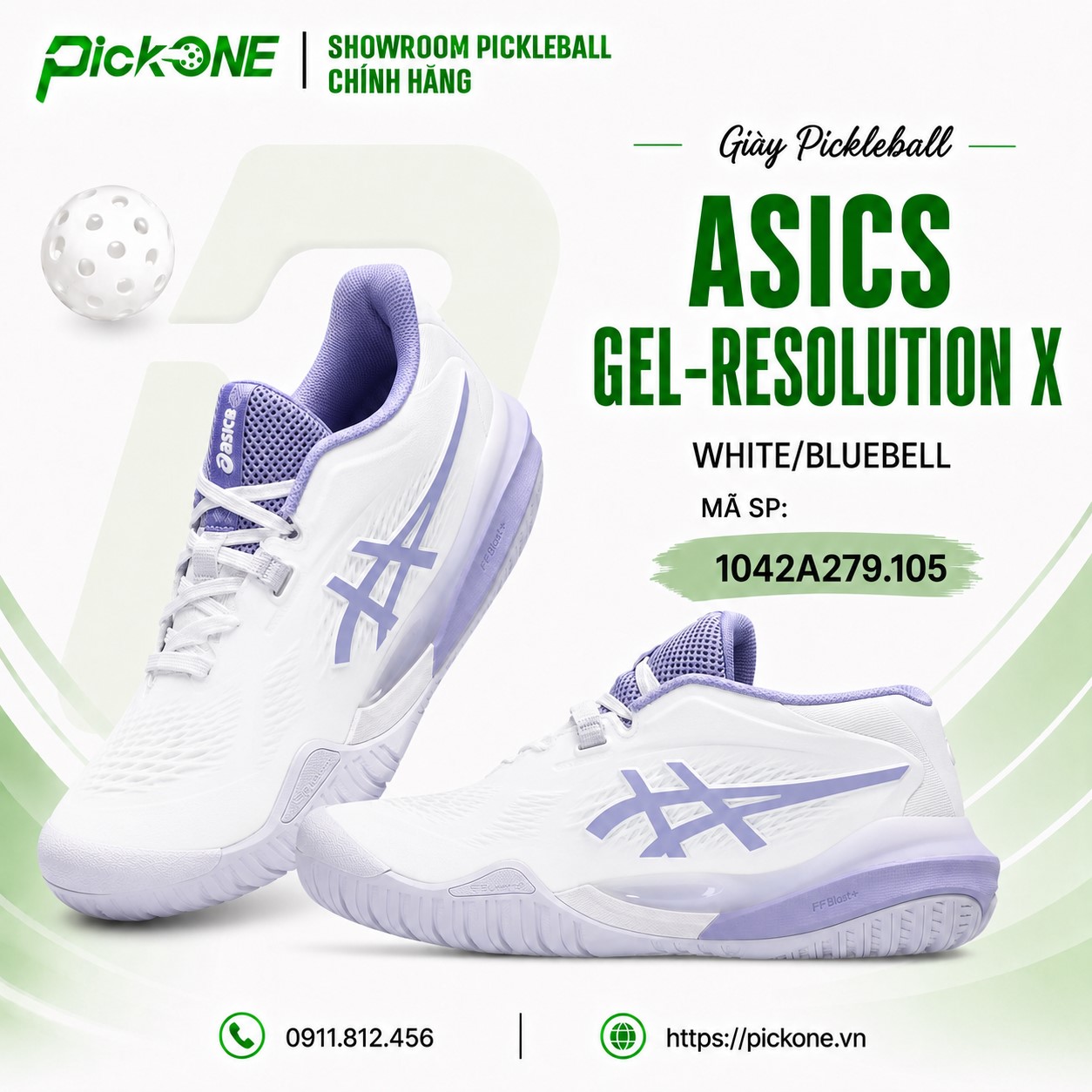 Giày Pickleball ASICS Gel-Resolution X WHITE/BLUEBELL