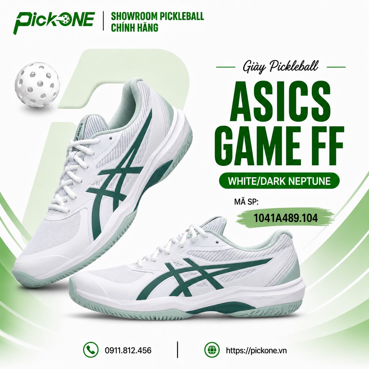 Giày Pickleball ASICS GAME FF White/Dark Neptune