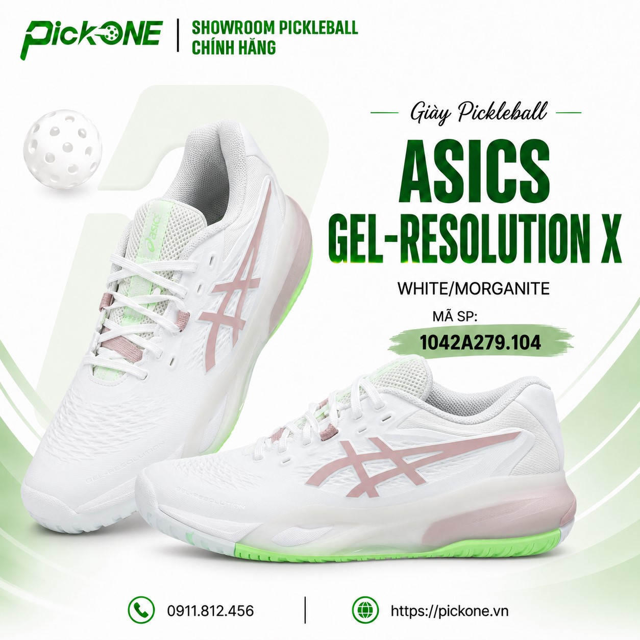 Giày Pickleball ASICS Gel-Resolution X White/Morganite