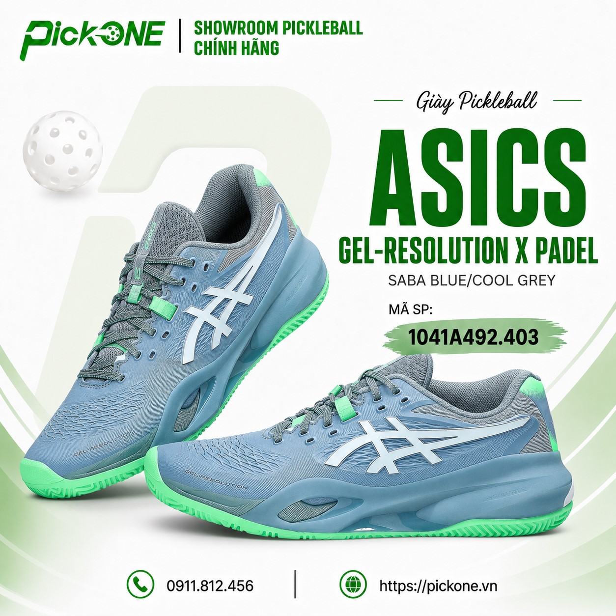 Giày Pickleball ASICS Gel-Resolution X Padel SABA BLUE/COOL GREY
