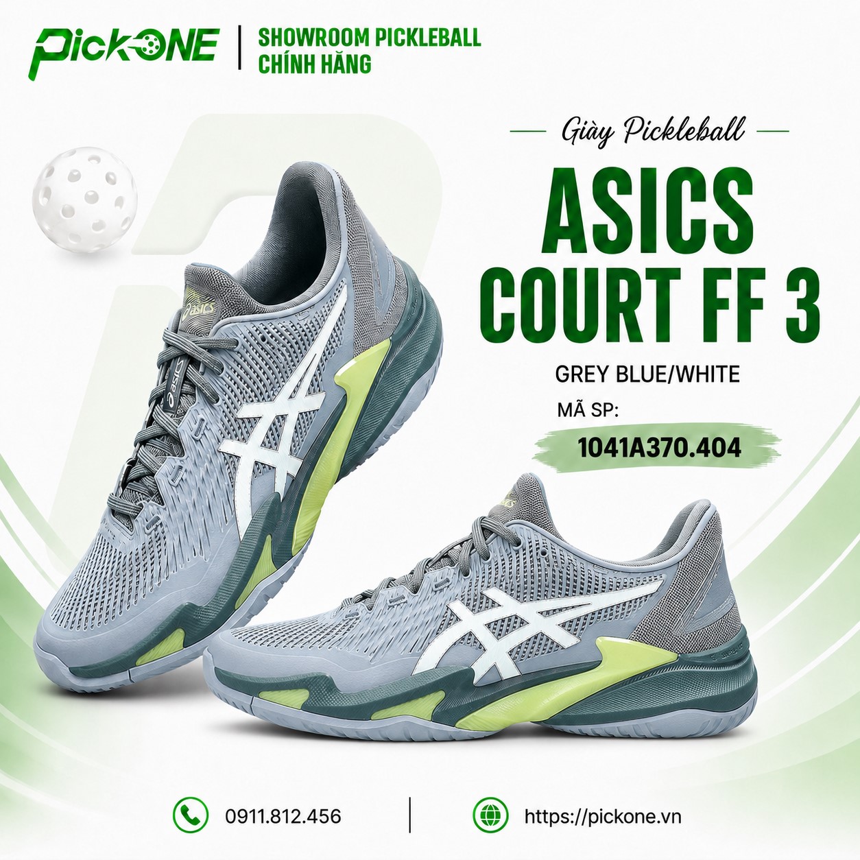 Giày Pickleball ASICS COURT FF 3 GREY BLUE/WHITE