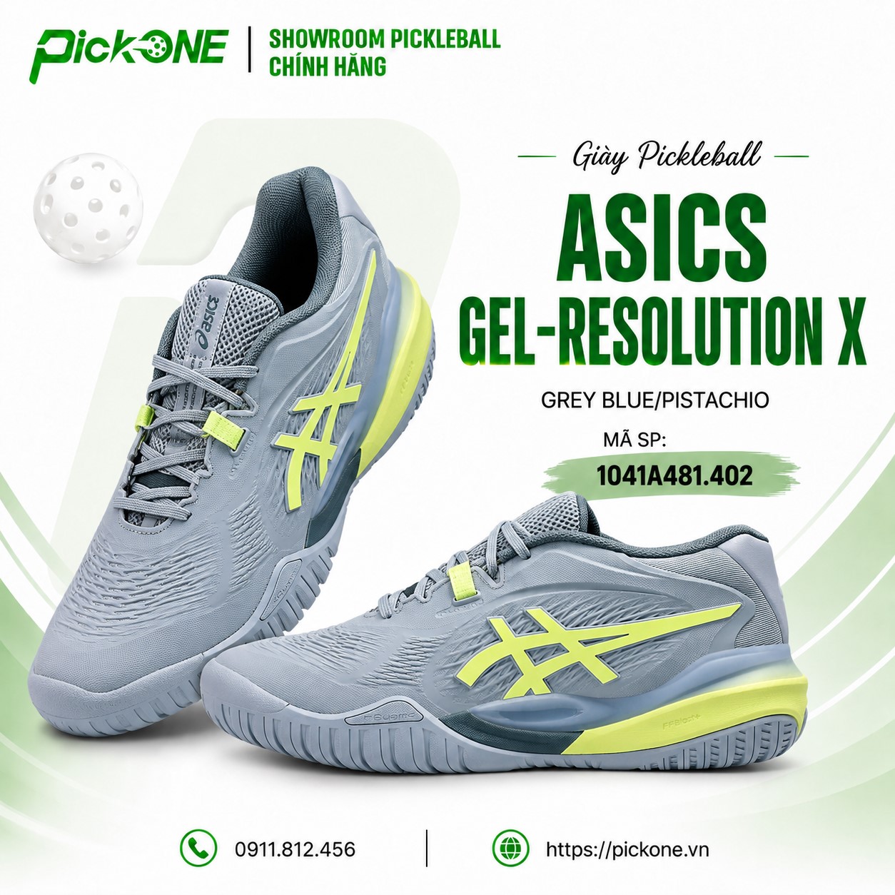 Giày Pickleball ASICS Gel-Resolution X GREY BLUE/PISTACHIO