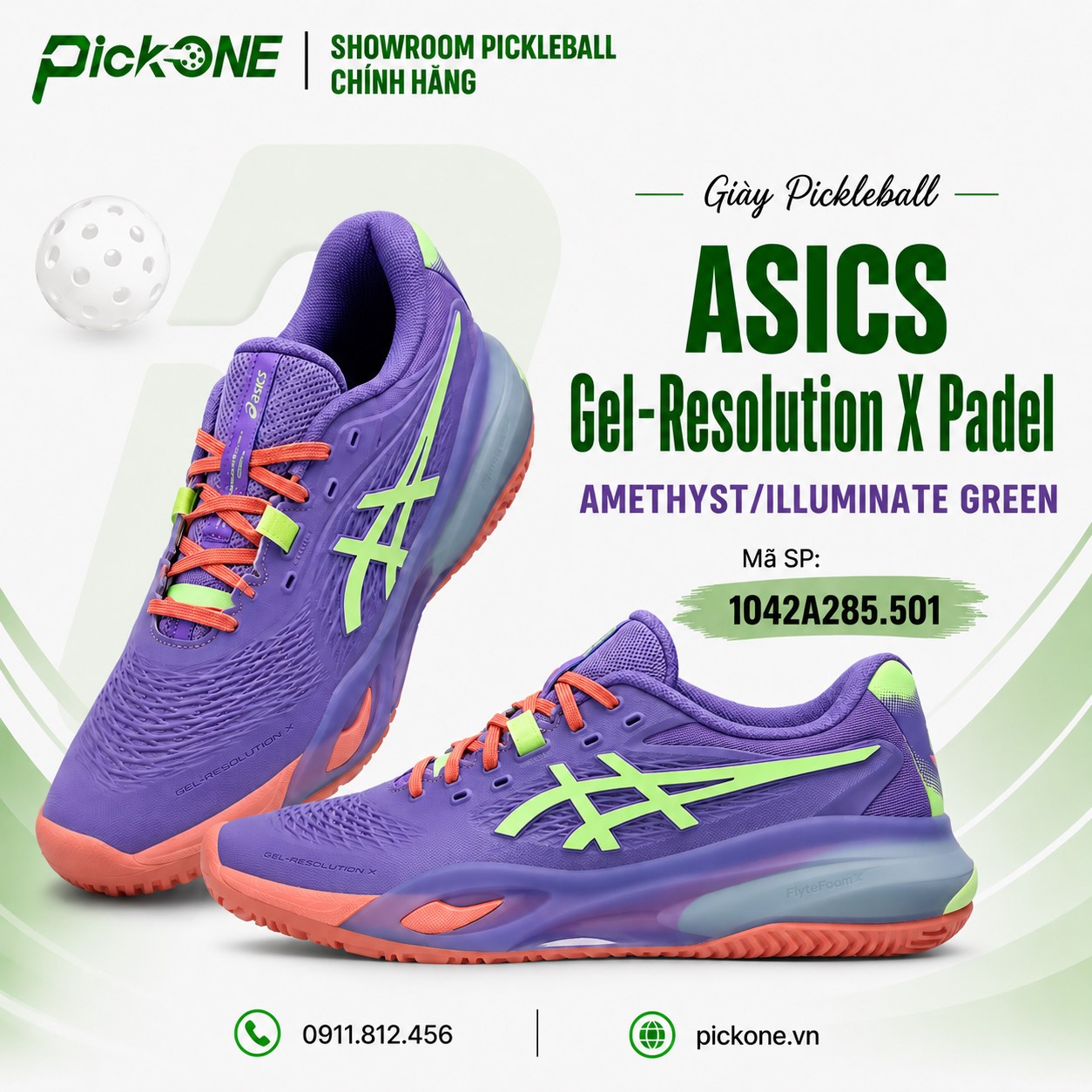 Giày Pickleball ASICS Gel-Resolution X Padel AMETHYST/ILLUMINATE GREEN