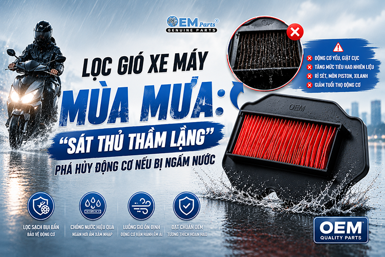Lọc Gió Xe Máy Mùa Mưa: 