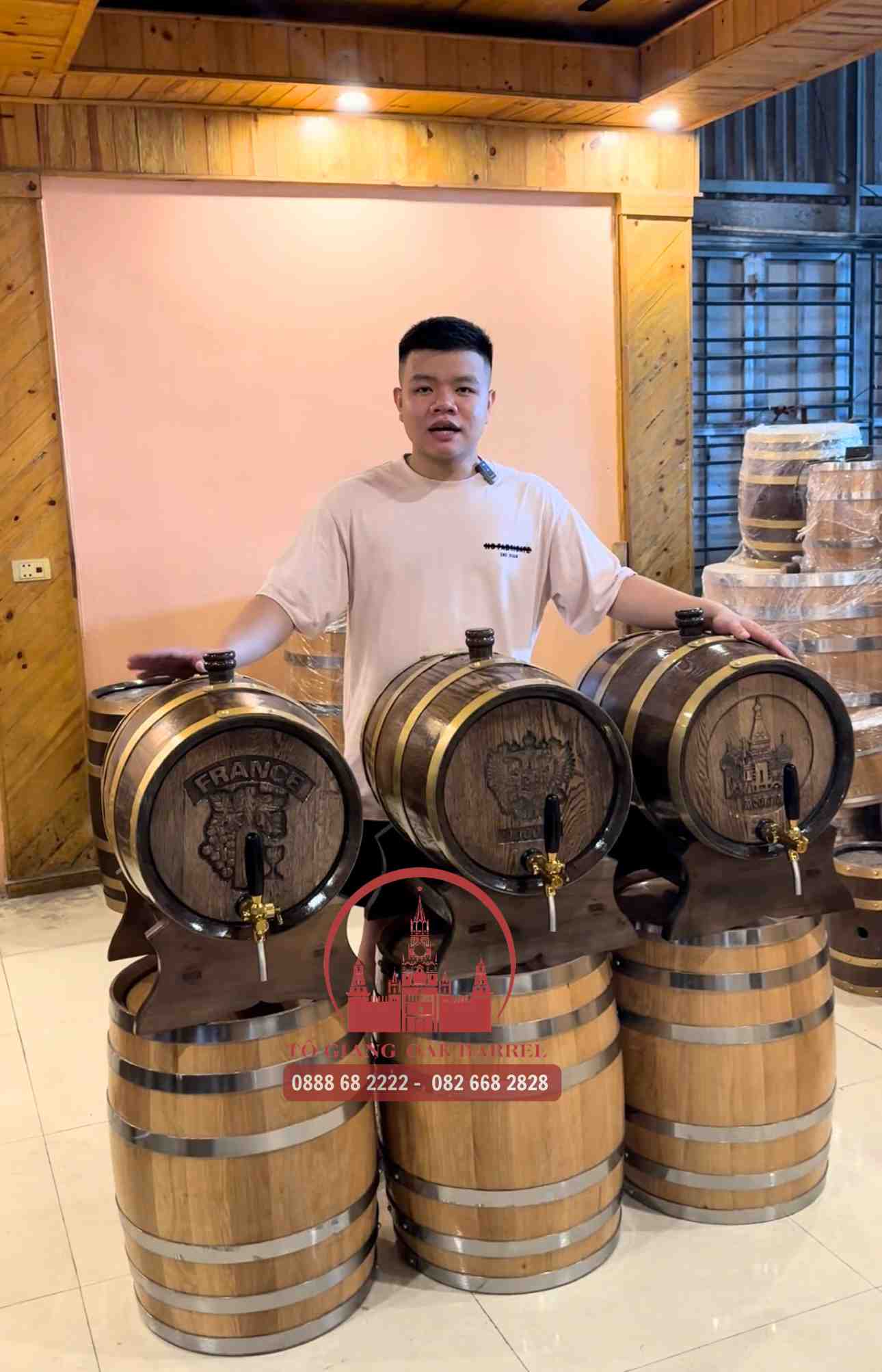 Hình ảnh nhiều mẫu thùng gỗ sồi 100 lít thiết kế đẹp, chất lượng cao tại Đồ Gỗ Tố Giang